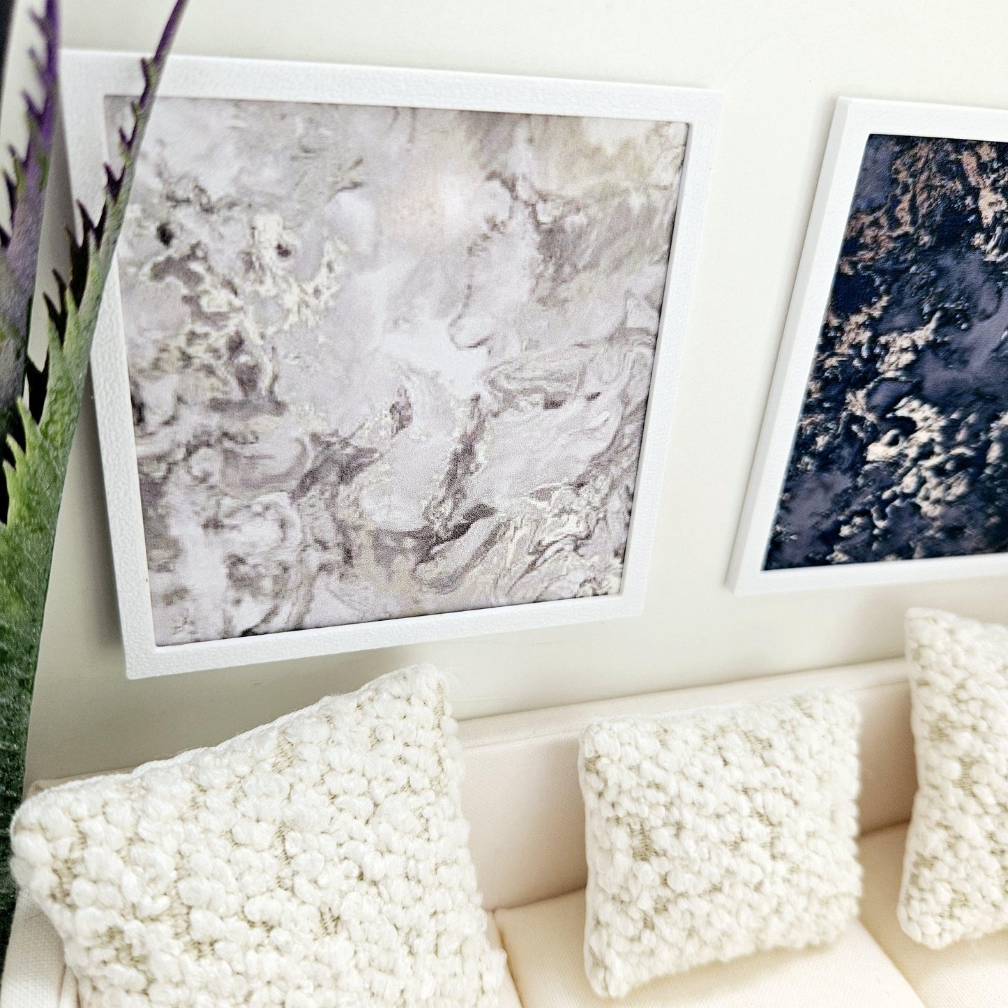 Dolls House Modern Framed Wall Art, Set of 2, Abstract Art Pictures, 12th Scale