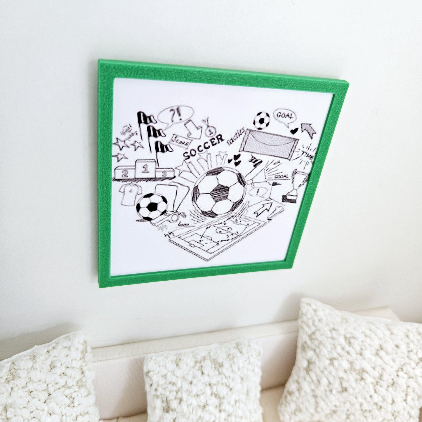 Dolls House Modern Framed Wall Art, Football picture, 12th scale, miniature wall picture for any room