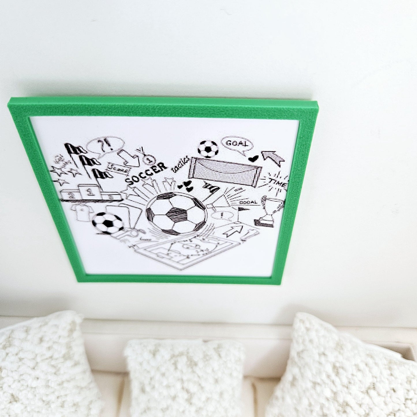 Dolls House Modern Framed Wall Art, Football picture, 12th scale, miniature wall picture for any room