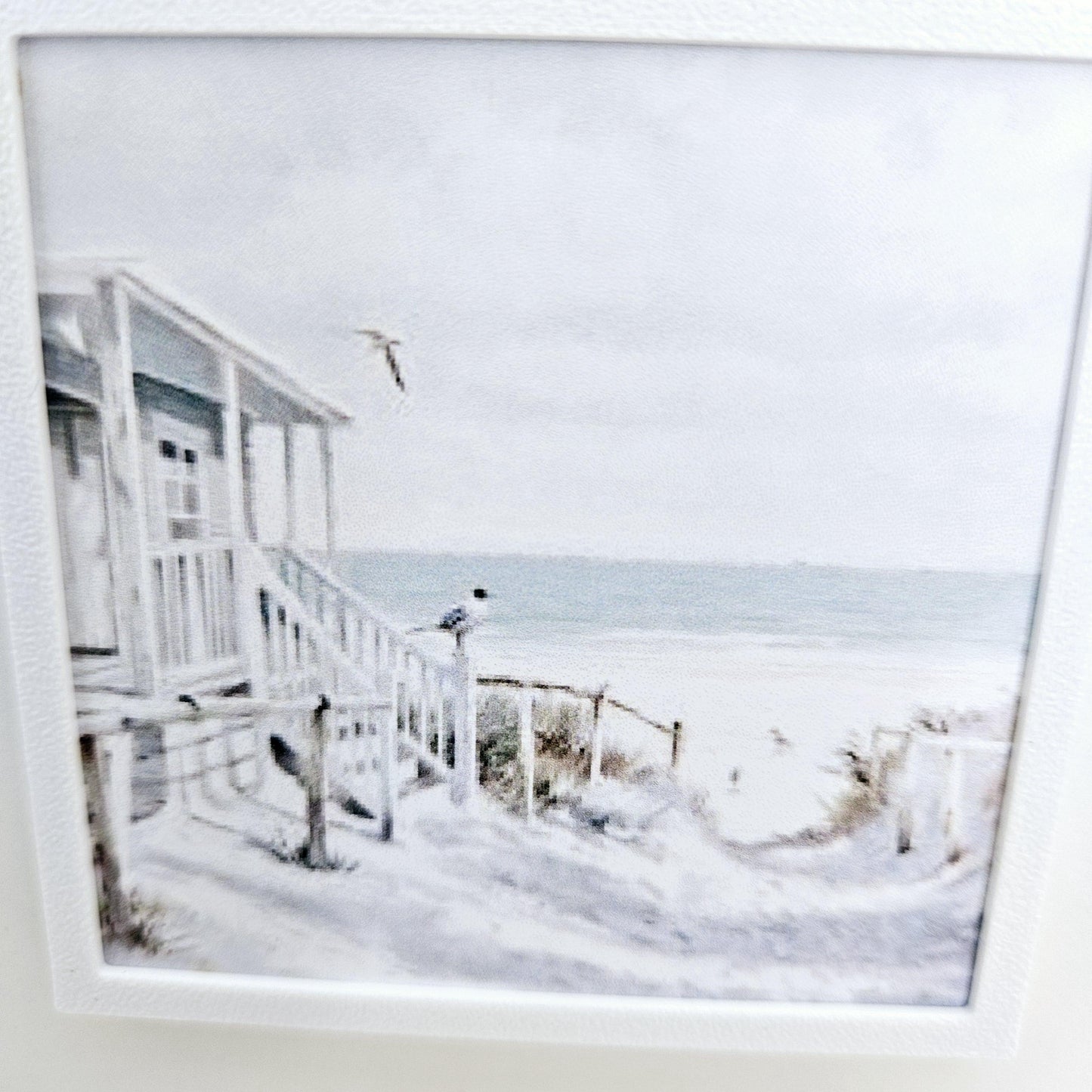 Dolls House Modern Framed Wall Art, Beach Hut picture, 12th scale, miniature wall picture for any room