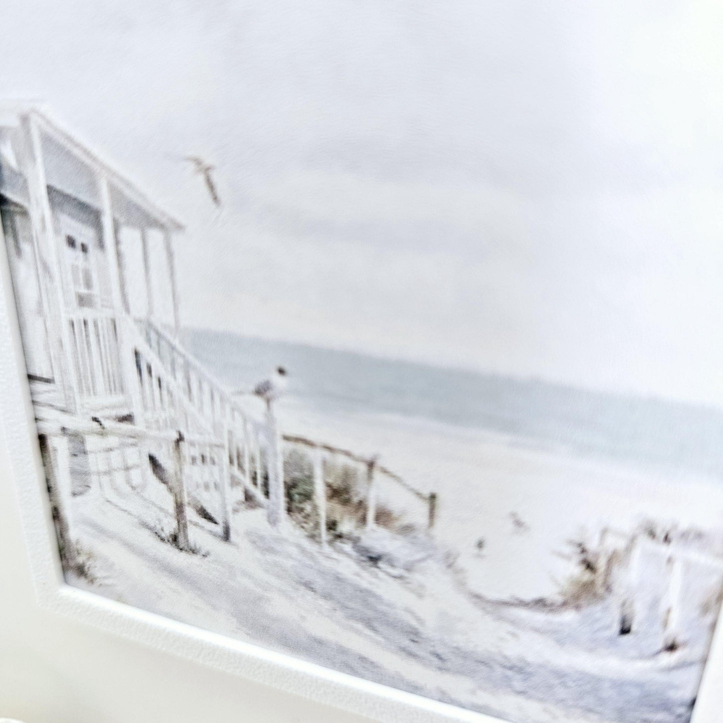 Dolls House Modern Framed Wall Art, Beach Hut picture, 12th scale, miniature wall picture for any room