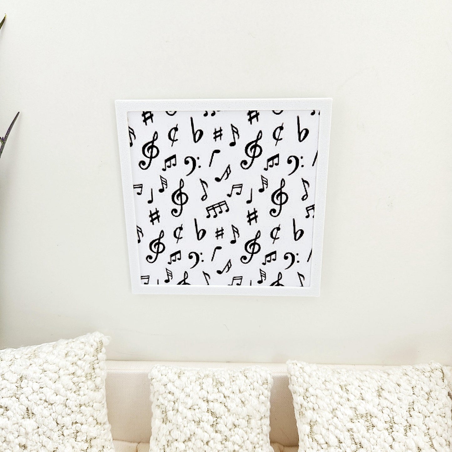 Dolls House Modern Framed Wall Art, Music Notes picture, 12th scale, miniature wall picture for a music room