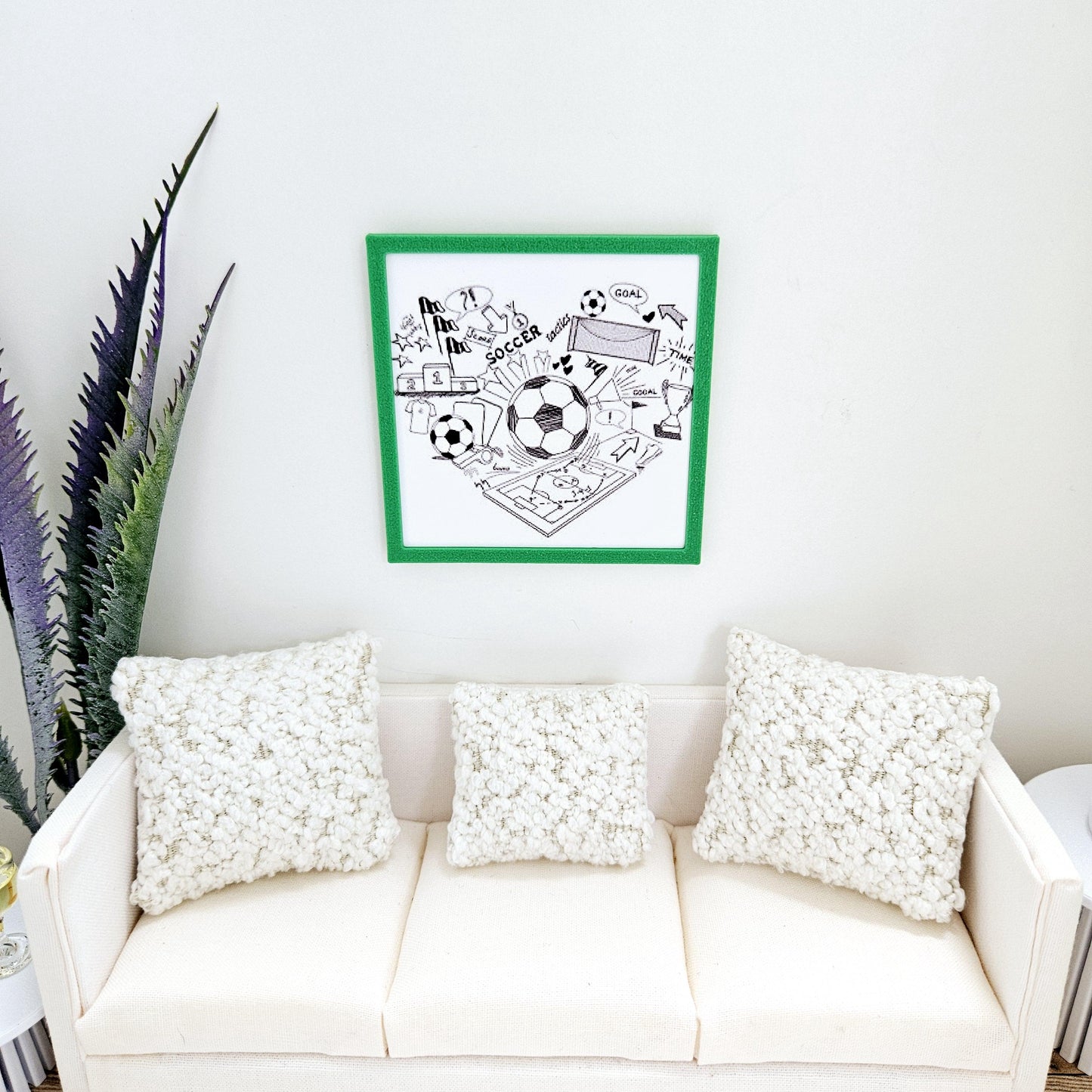 Dolls House Modern Framed Wall Art, Football picture, 12th scale, miniature wall picture for any room