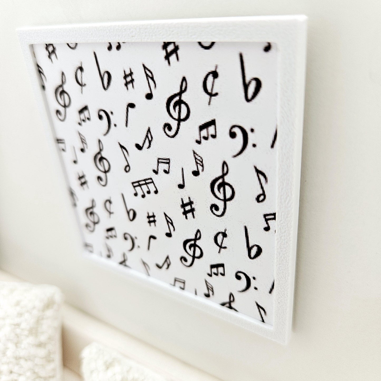Dolls House Modern Framed Wall Art, Music Notes picture, 12th scale, miniature wall picture for a music room