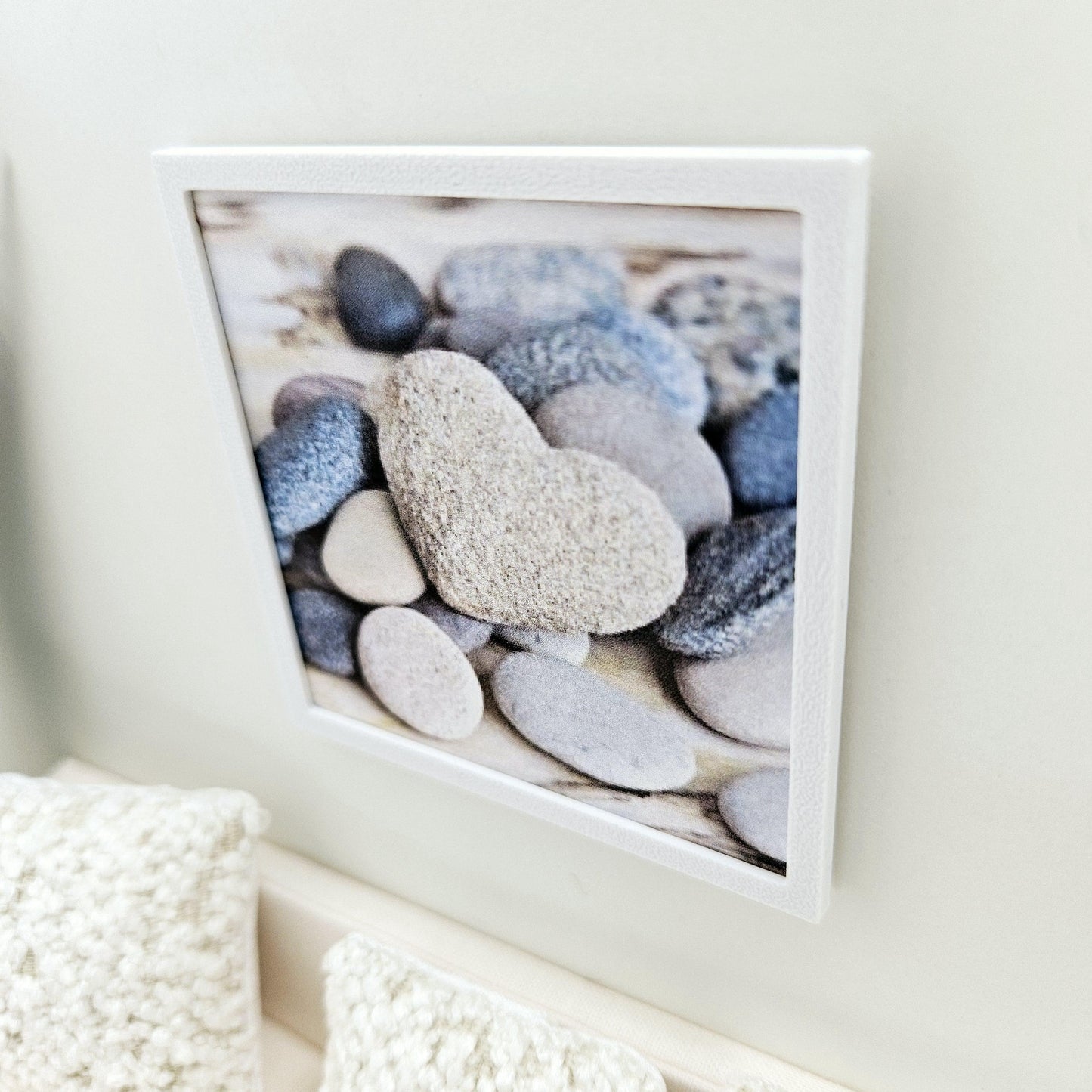 Dolls House Modern Framed Wall Art, Beach Pebbles picture, 12th scale, miniature wall picture for any room