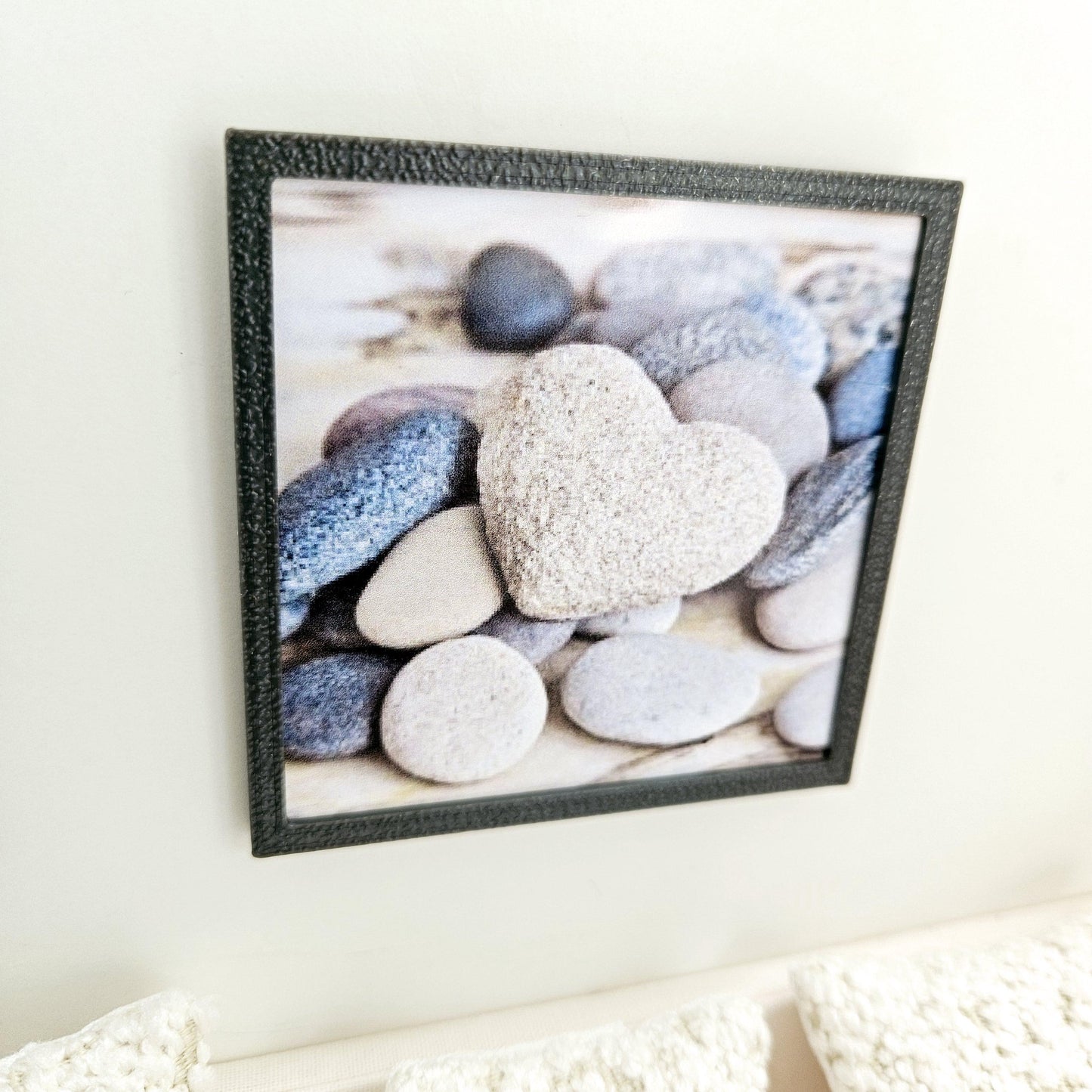 Dolls House Modern Framed Wall Art, Beach Pebbles picture, 12th scale, miniature wall picture for any room