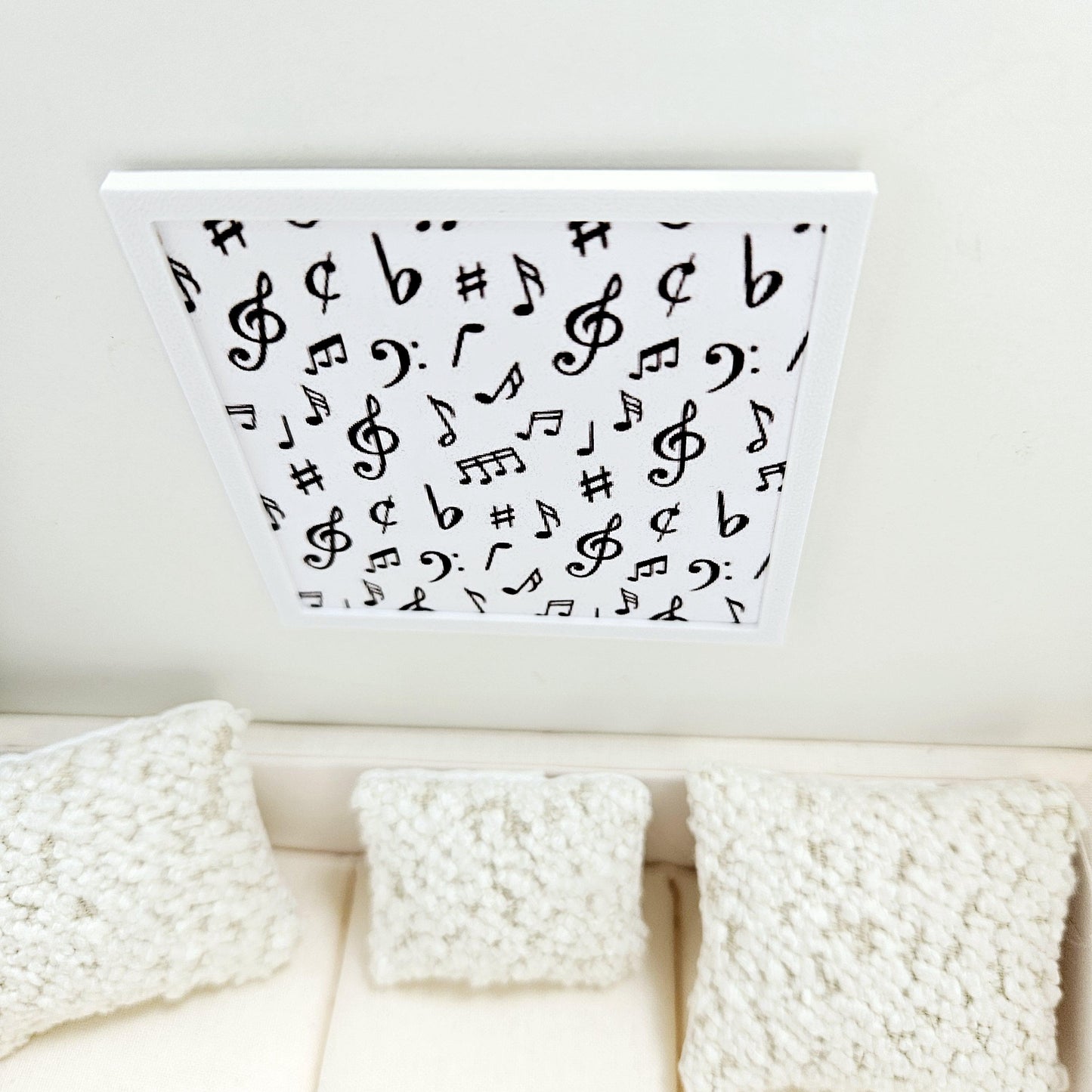 Dolls House Modern Framed Wall Art, Music Notes picture, 12th scale, miniature wall picture for a music room