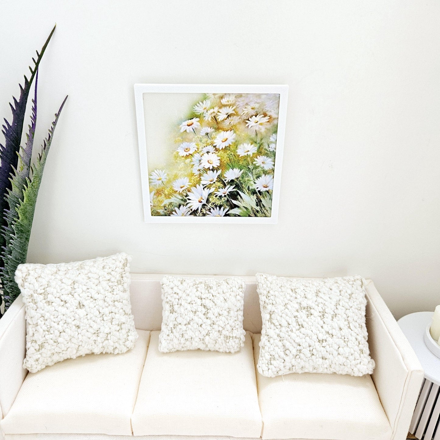 Dolls House Modern Framed Wall Art, Floral picture, 12th scale, miniature wall picture for any room