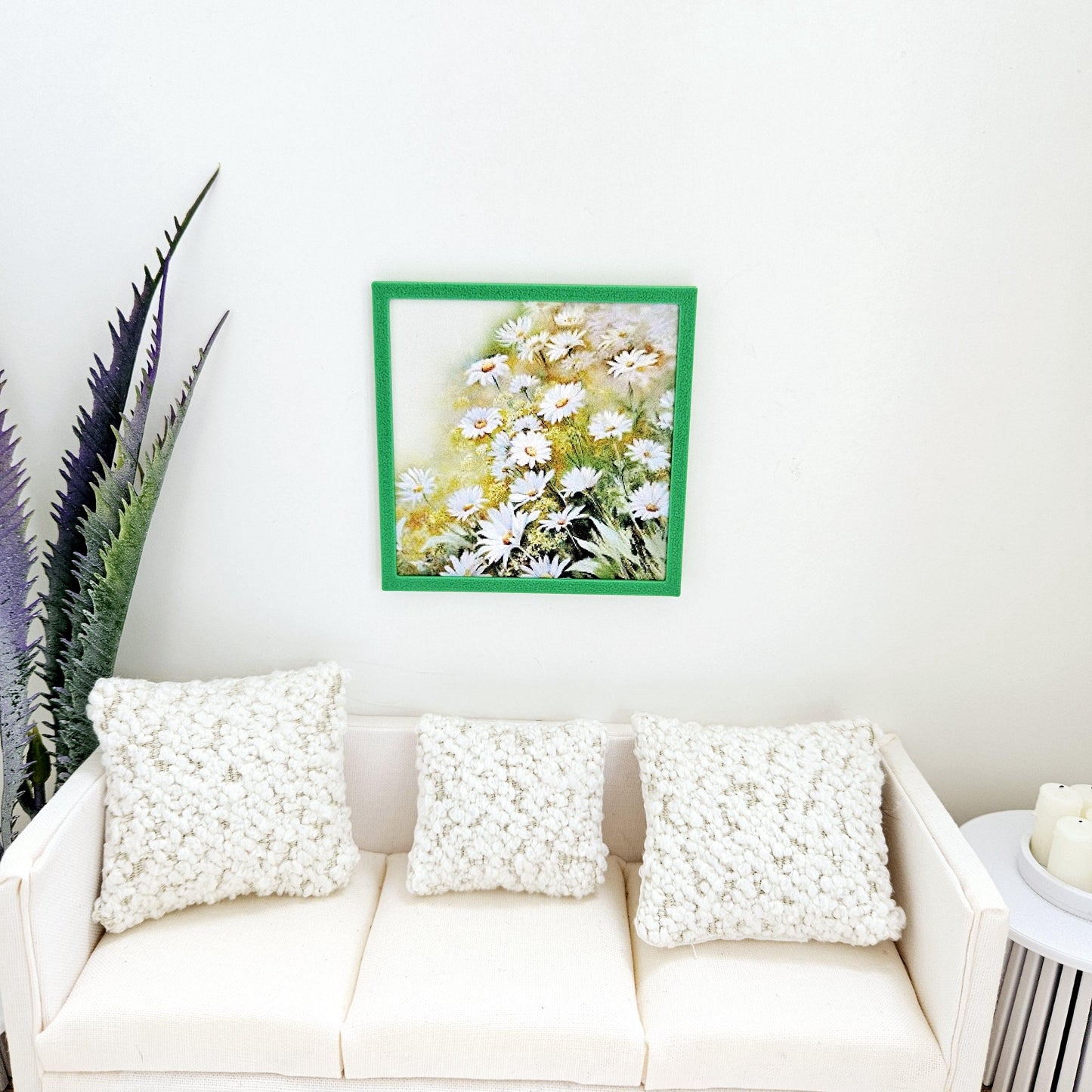 Dolls House Modern Framed Wall Art, Floral picture, 12th scale, miniature wall picture for any room