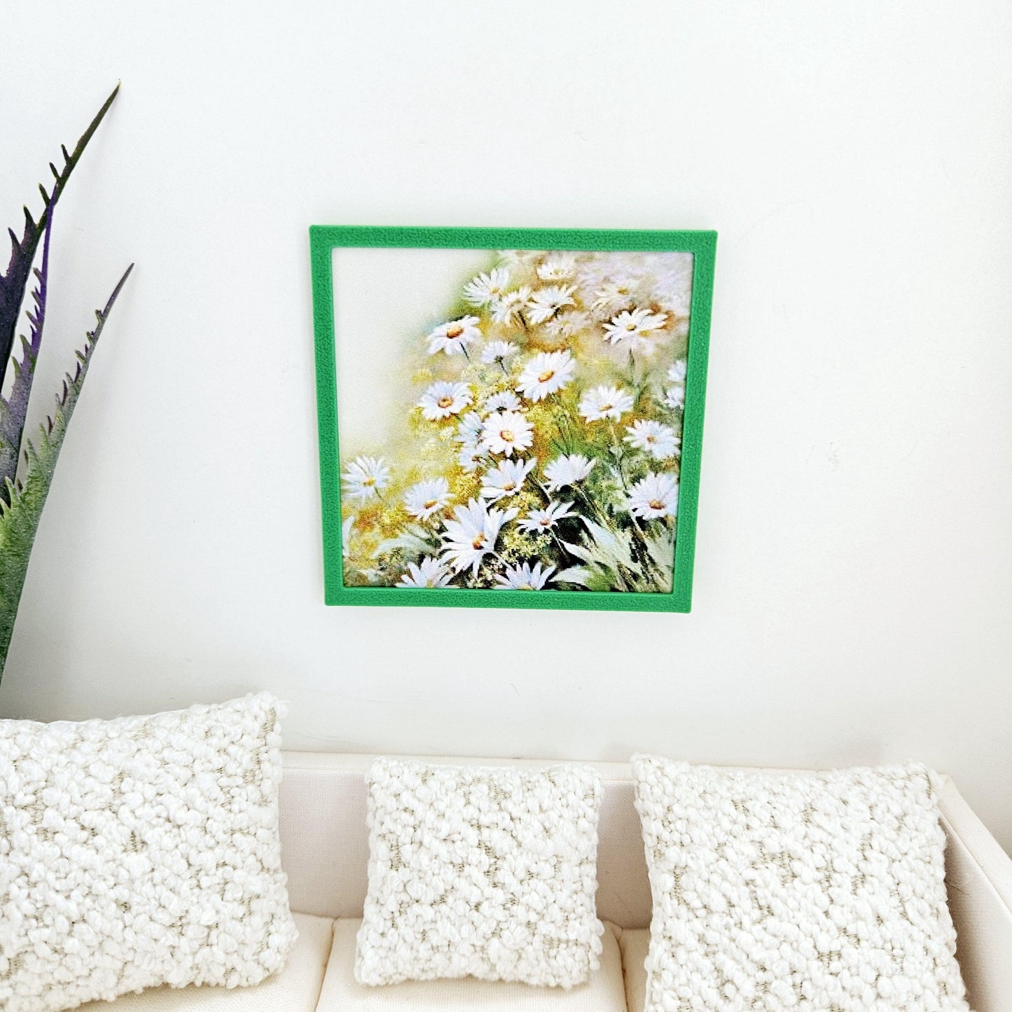 Dolls House Modern Framed Wall Art, Floral picture, 12th scale, miniature wall picture for any room