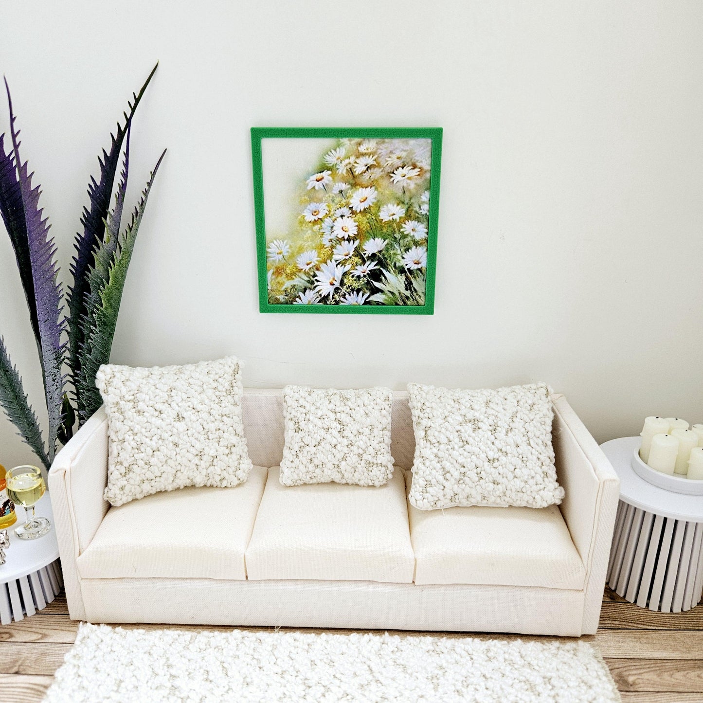 Dolls House Modern Framed Wall Art, Floral picture, 12th scale, miniature wall picture for any room