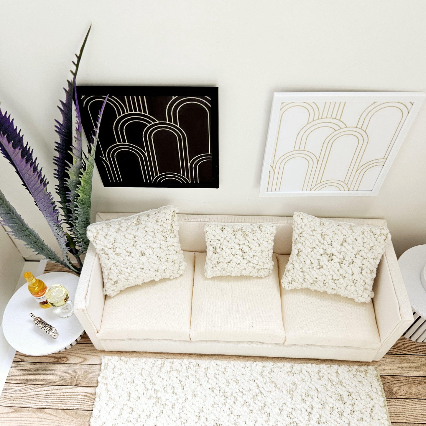 Dolls House Modern Framed Wall Art, Set of 2, Abstract art pictures, 12th scale, miniature wall picture for any room