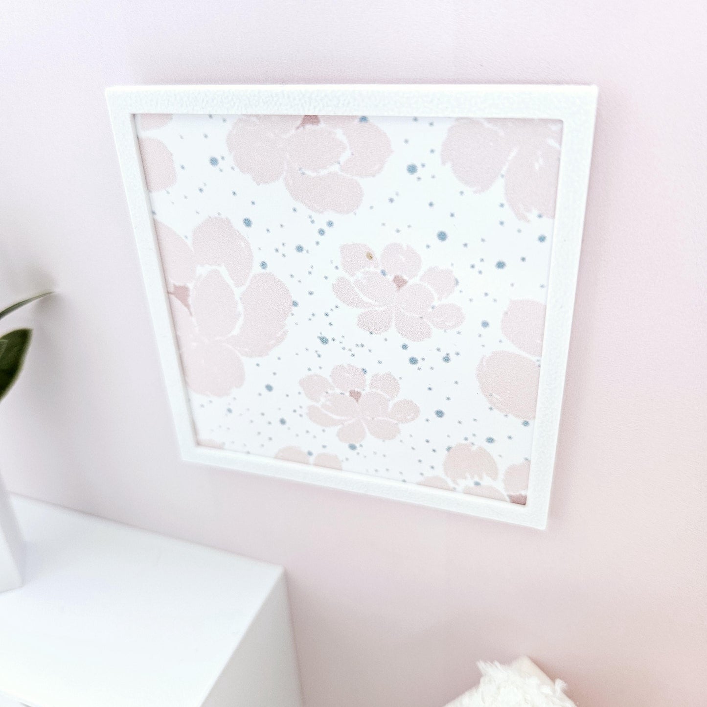 Dolls House Modern Framed Wall Art, Pink Flower picture, 12th scale, miniature wall picture for any room