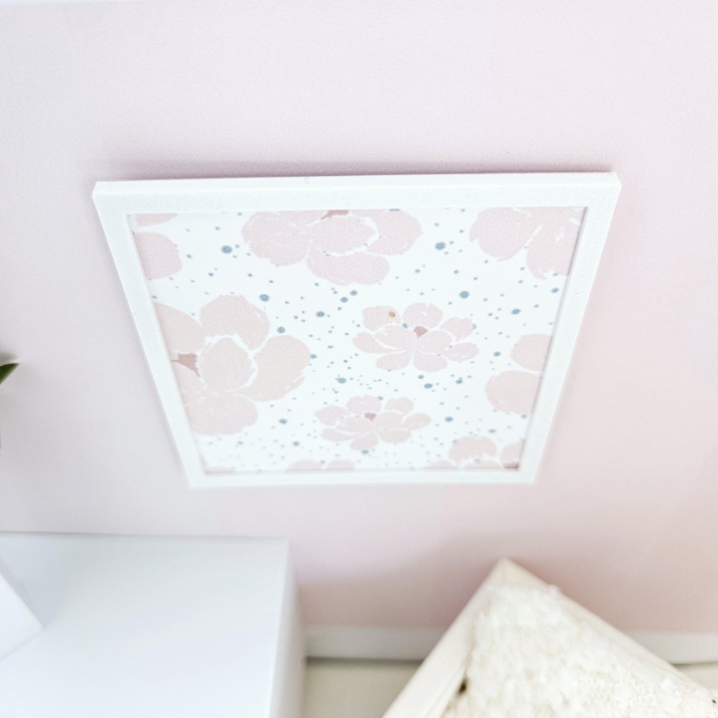 Dolls House Modern Framed Wall Art, Pink Flower picture, 12th scale, miniature wall picture for any room