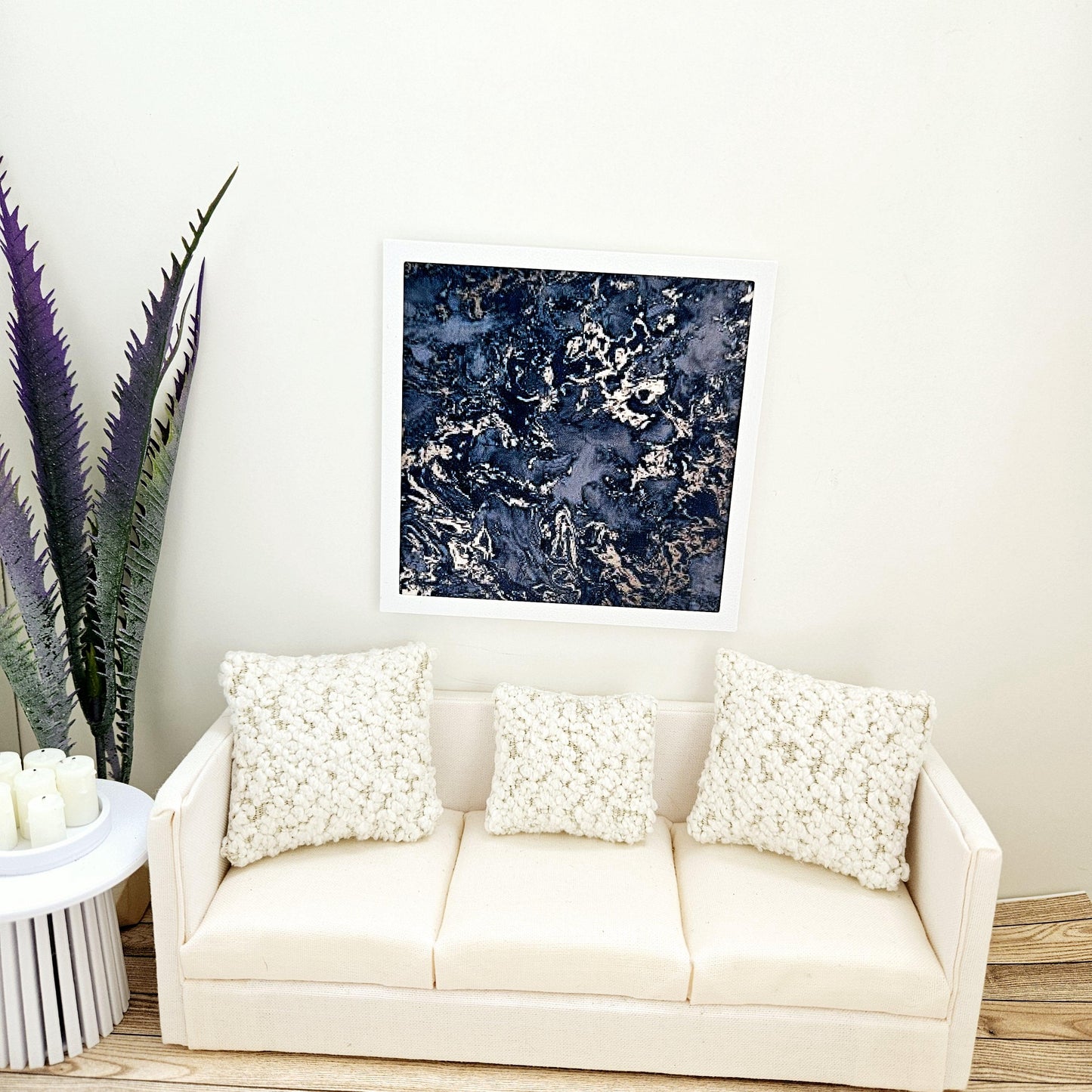Dolls House Modern Framed Wall Art, Abstract picture, 12th scale, miniature wall picture for any room