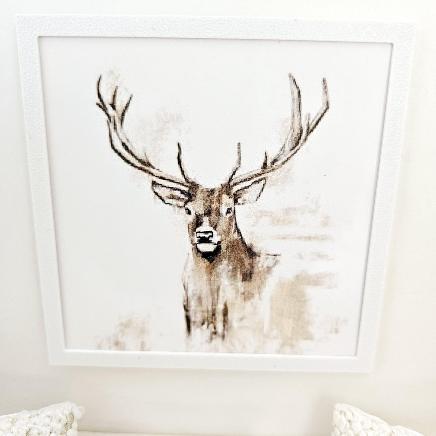 Dolls House Modern Framed Wall Art, Large Stag art picture, 12th scale, miniature wall picture for any room