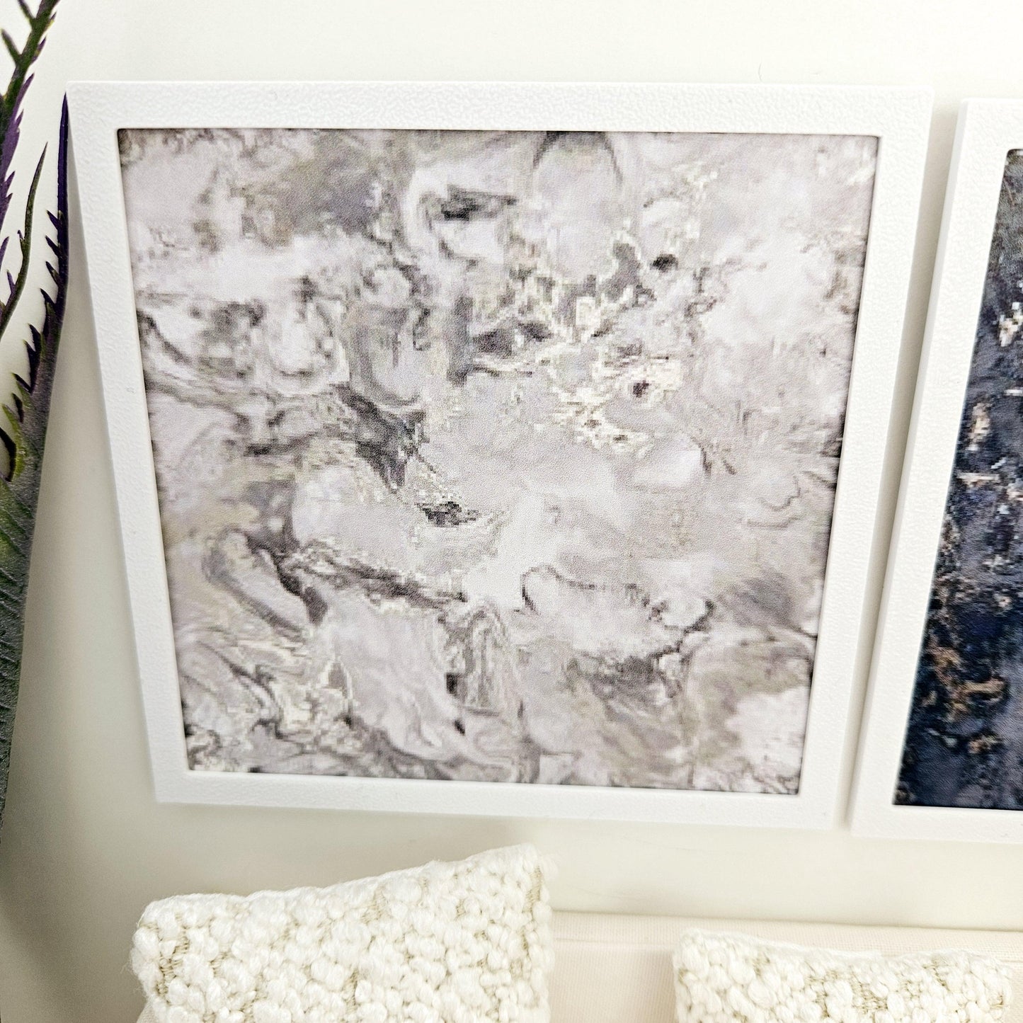 Dolls House Modern Framed Wall Art, Set of 2, Large Abstract art pictures, 12th scale, miniature wall picture for any room