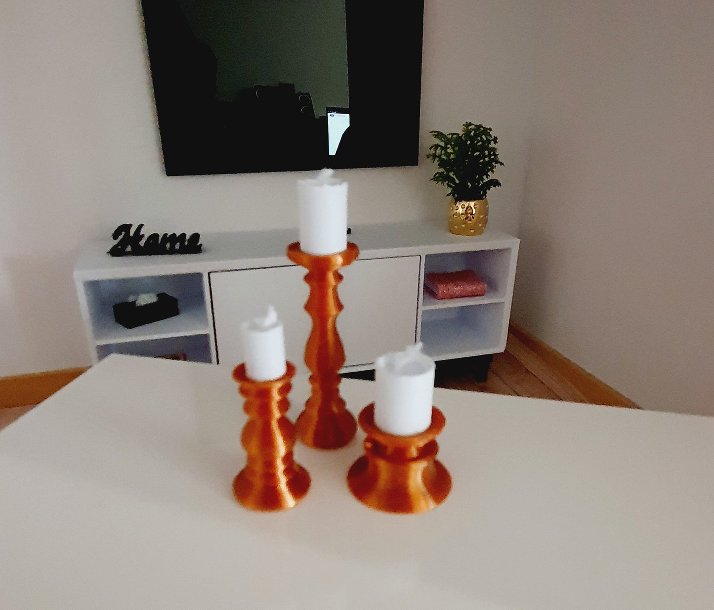 Dolls House Candle Set | Set of 3 with Sticks | Choice of Colours | 1:12 Scale
