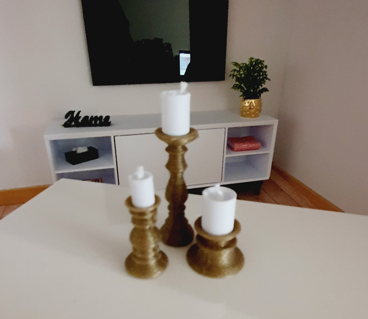 Dolls House Candle Set | Set of 3 with Sticks | Choice of Colours | 1:12 Scale