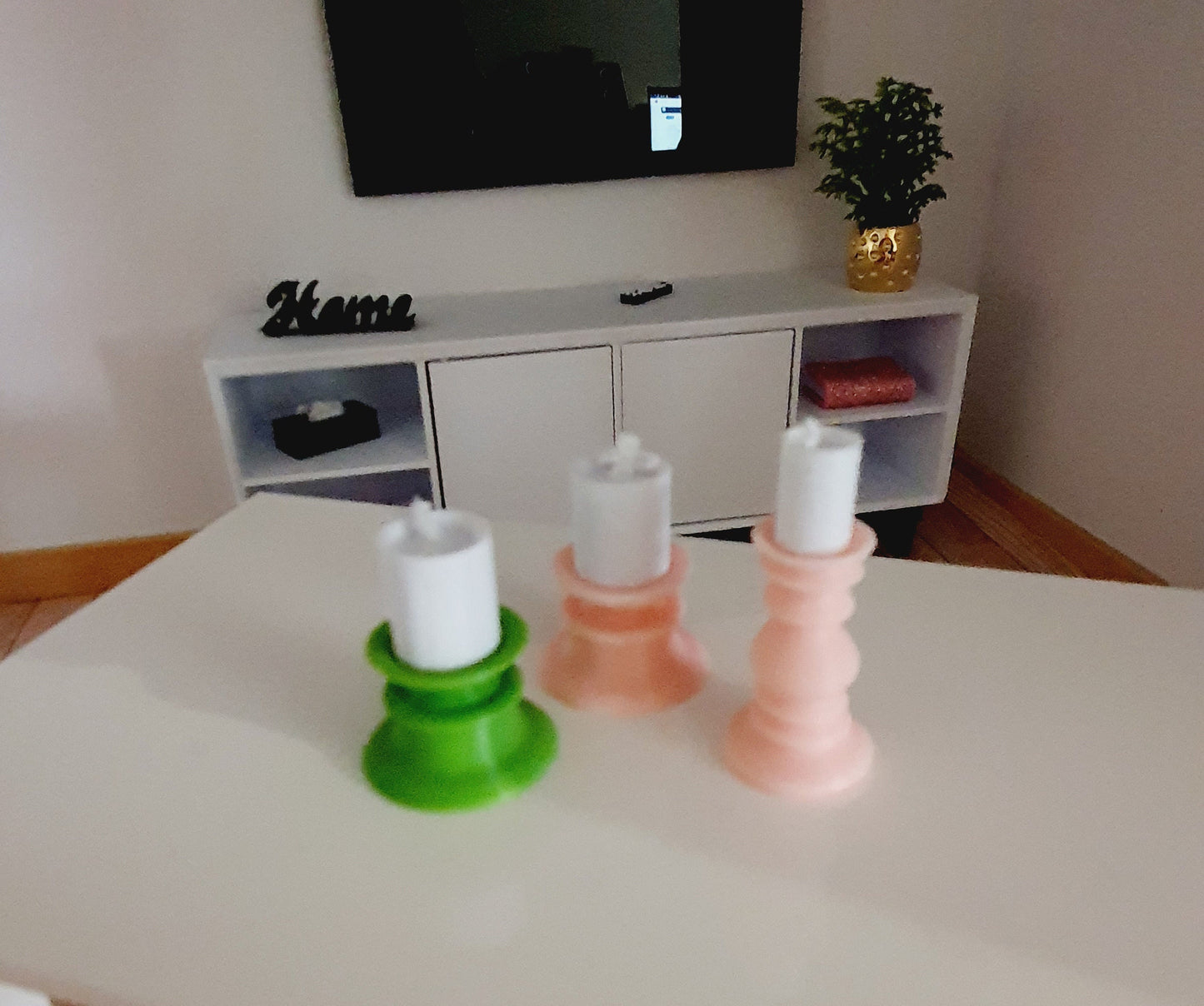 Dolls House Candle Set | Set of 3 with Sticks | Choice of Colours | 1:12 Scale
