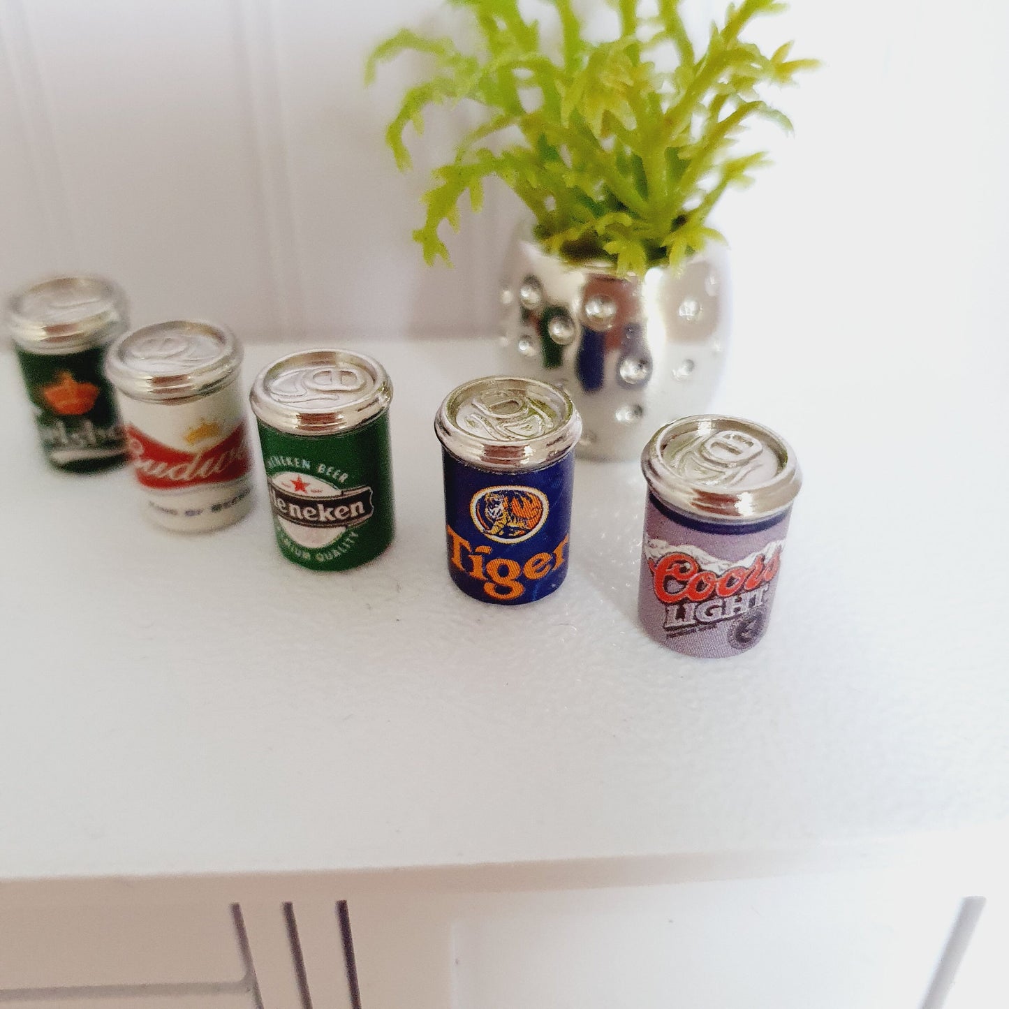 Dolls House Beer Cans Set | Miniature Lager Drinks | 1:12 Scale