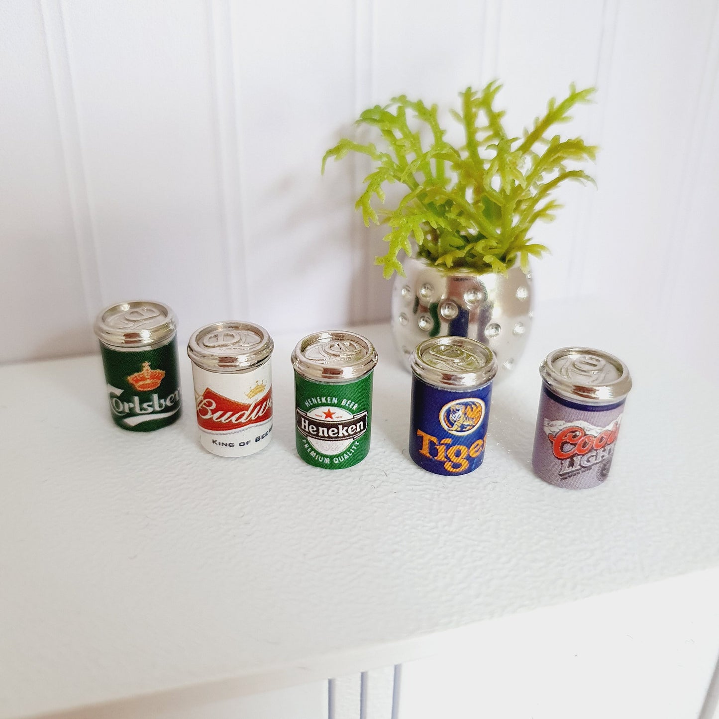 Dolls House Beer Cans Set | Miniature Lager Drinks | 1:12 Scale