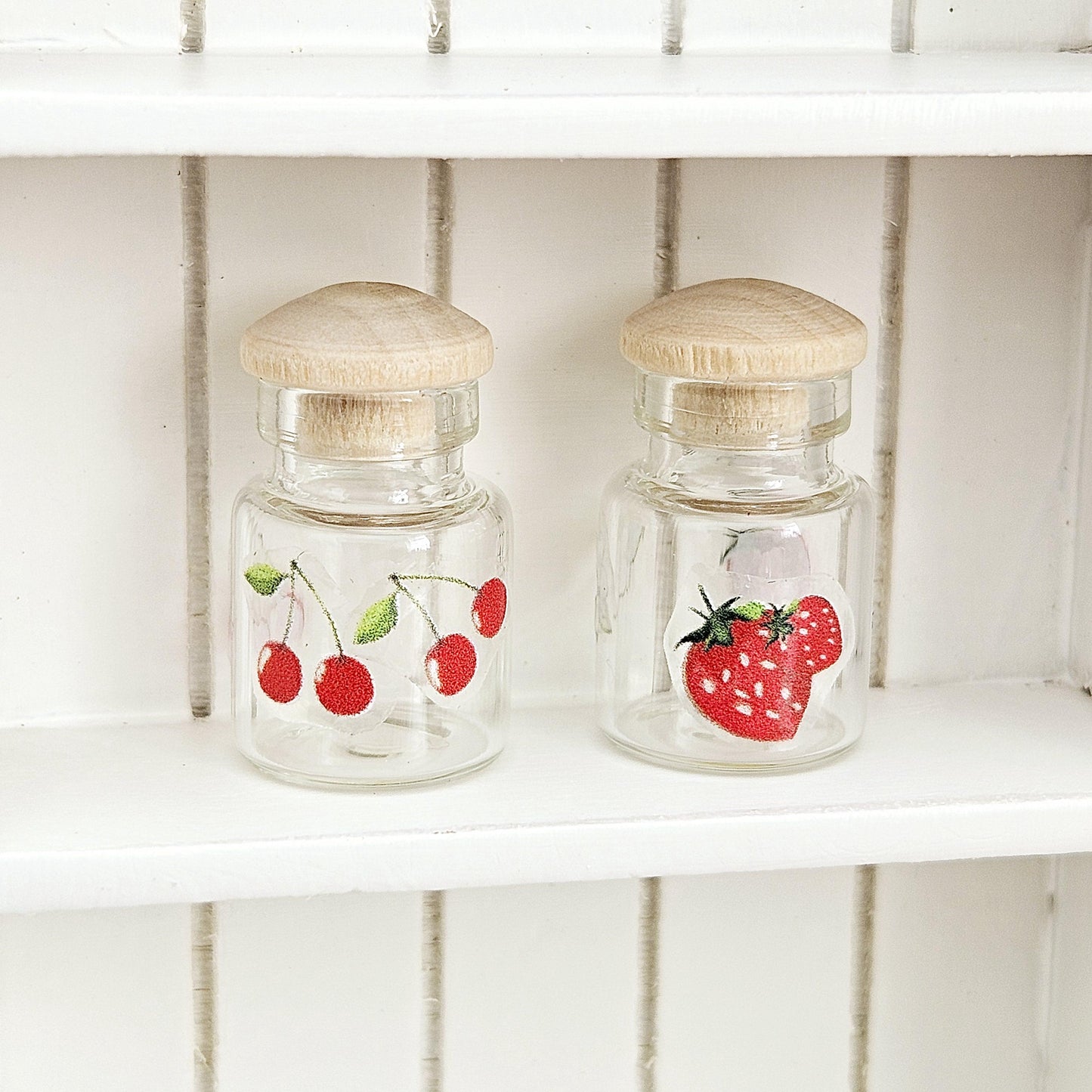 Dolls House Fruit Glass Jars | Set of 2 with Lids | 1:12 Scale Miniature