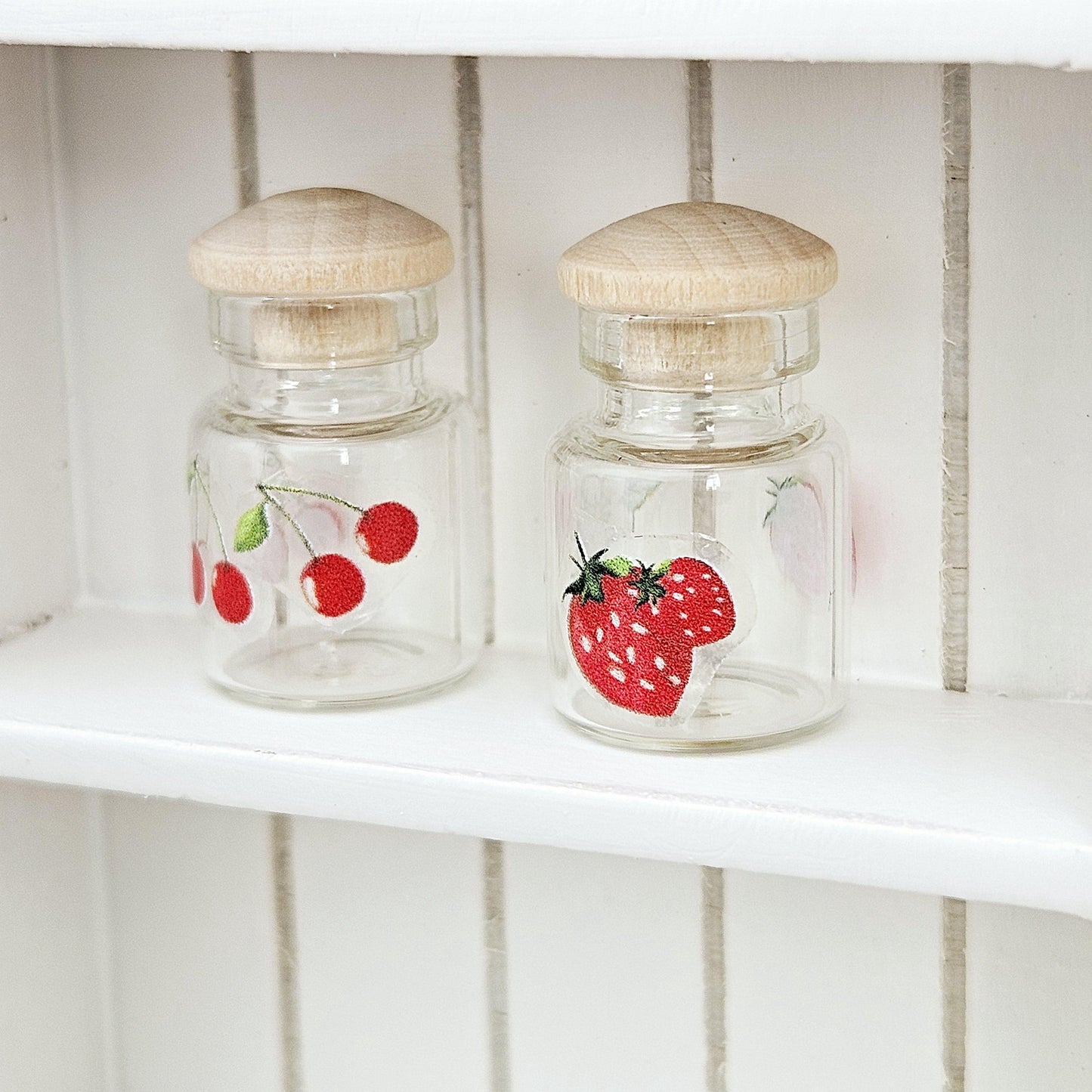 Dolls House Fruit Glass Jars | Set of 2 with Lids | 1:12 Scale Miniature