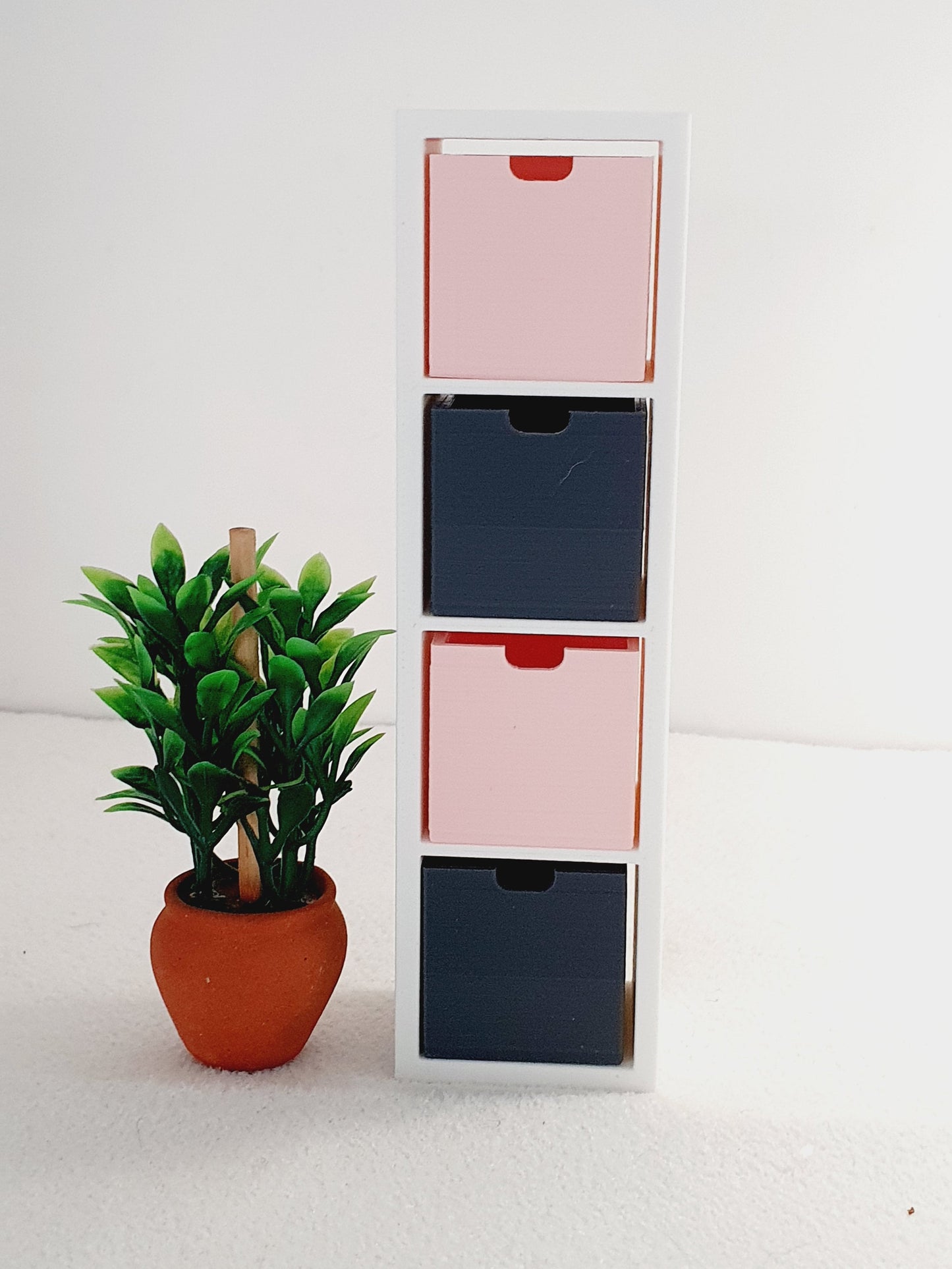 Dolls House 4x Cube Storage Unit with Boxes | Modern Design | 1:12 Scale