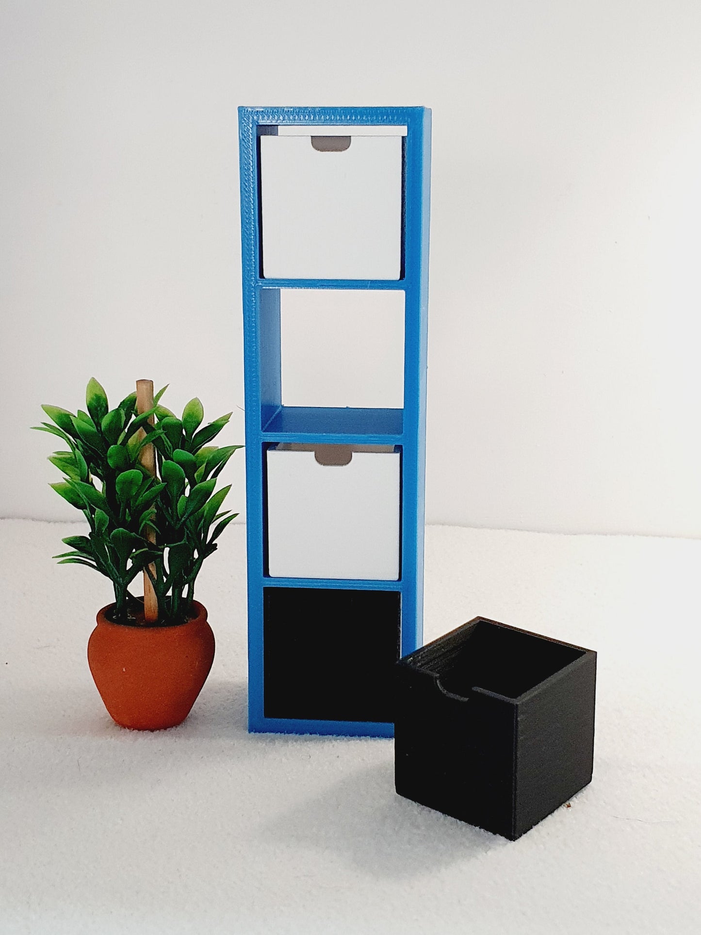 Dolls House 4x Cube Storage Unit with Boxes | Modern Design | 1:12 Scale