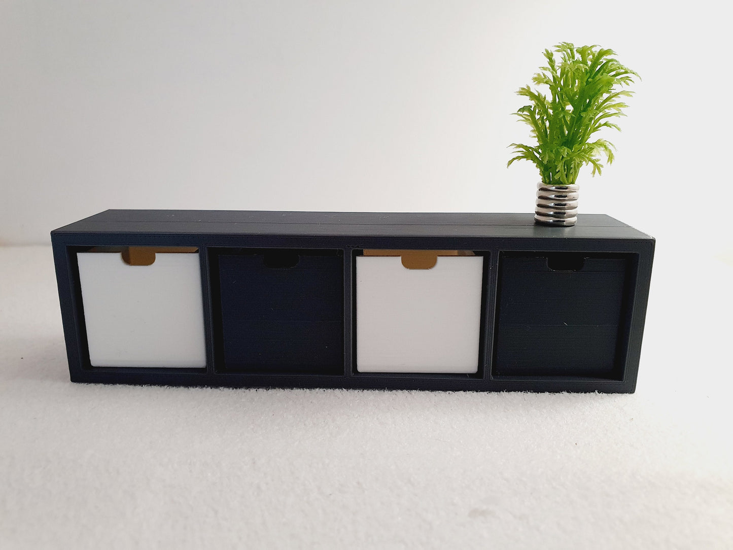 Dolls House 4x Cube Storage Unit with Boxes | Modern Design | 1:12 Scale
