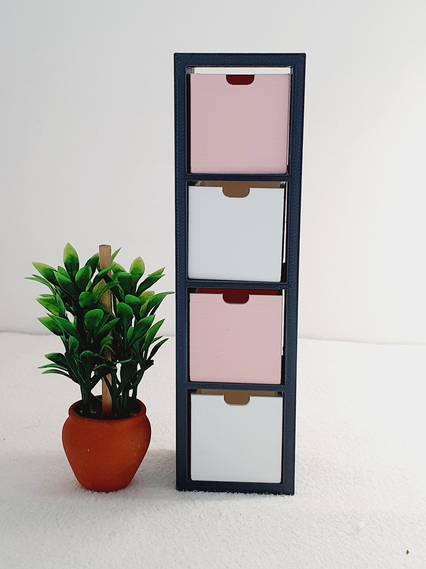 Dolls House 4x Cube Storage Unit with Boxes | Modern Design | 1:12 Scale