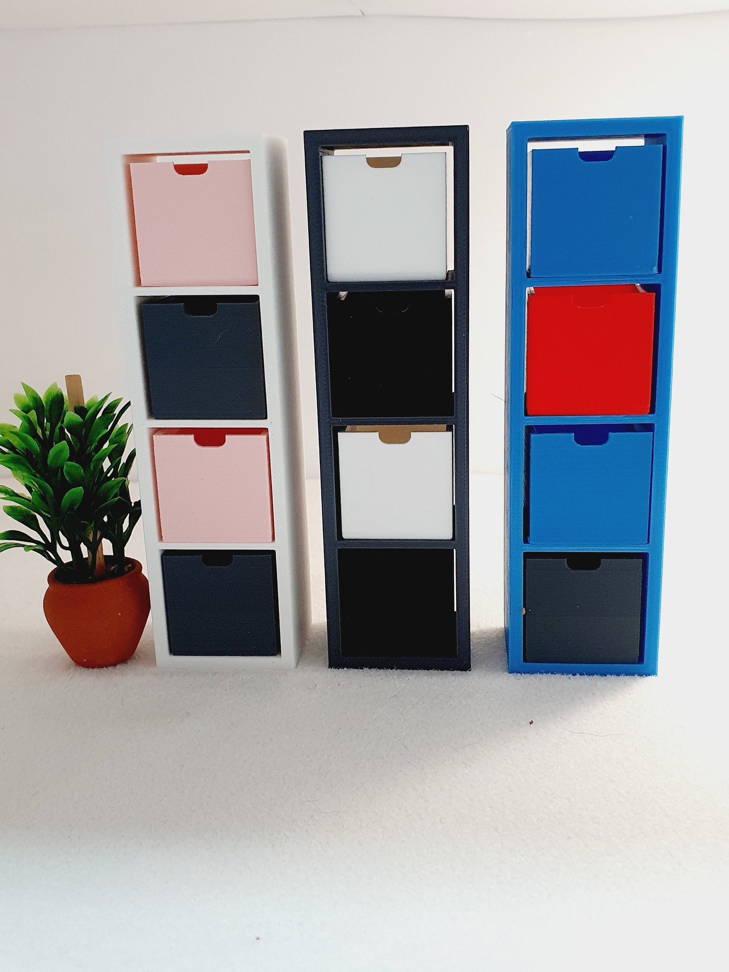 Dolls House 4x Cube Storage Unit with Boxes | Modern Design | 1:12 Scale