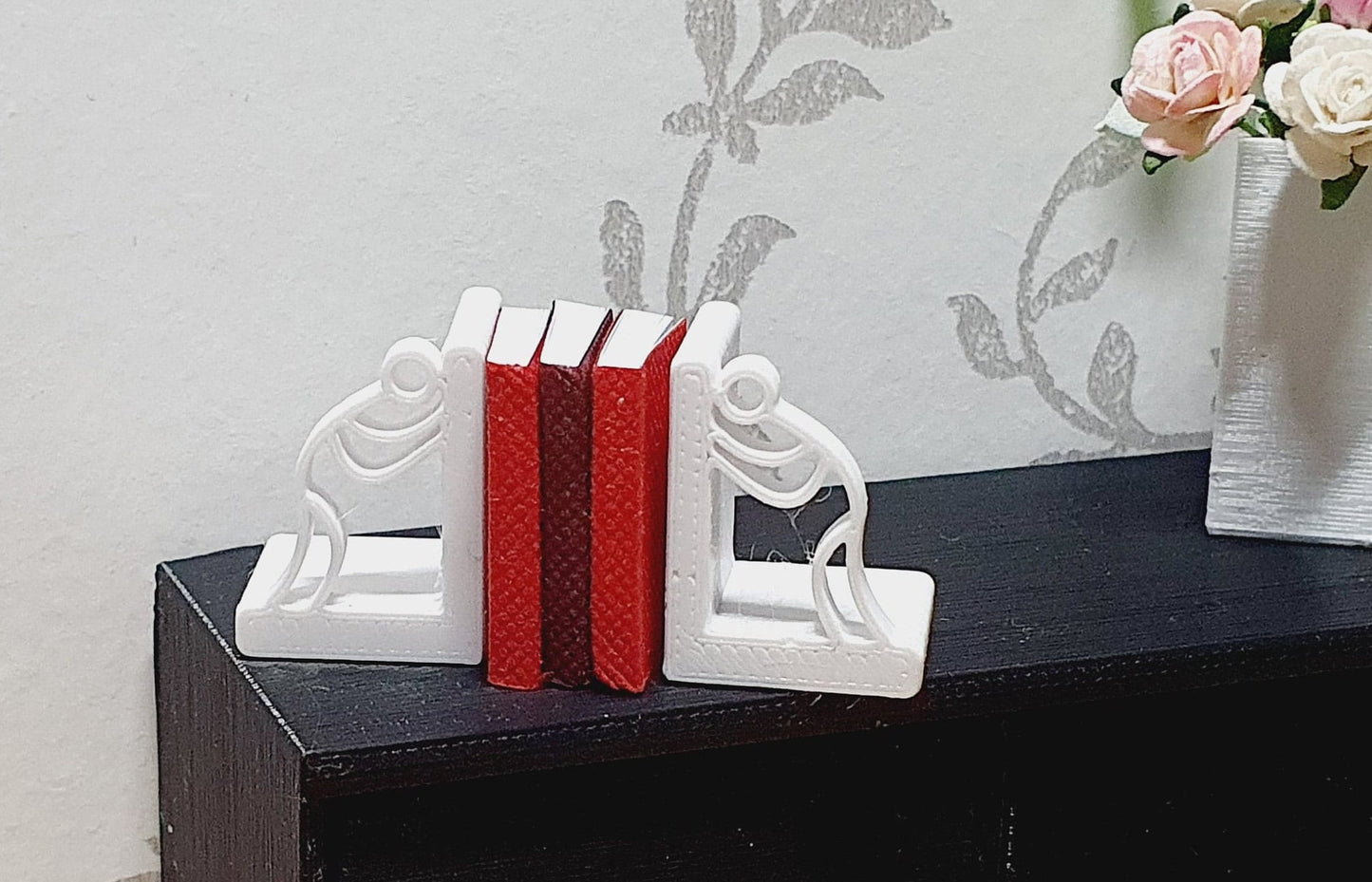 Dolls House Bookends Set with Stick Men, Dollhouse Miniature Bookends, 12th Scale Books