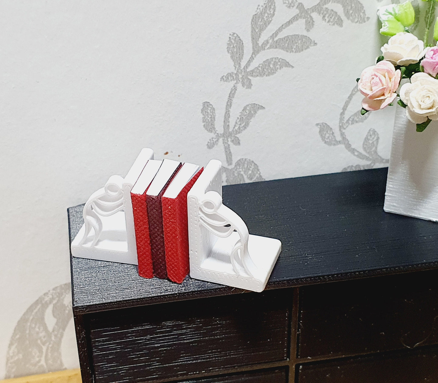 Dolls House Bookends Set with Stick Men, Dollhouse Miniature Bookends, 12th Scale Books