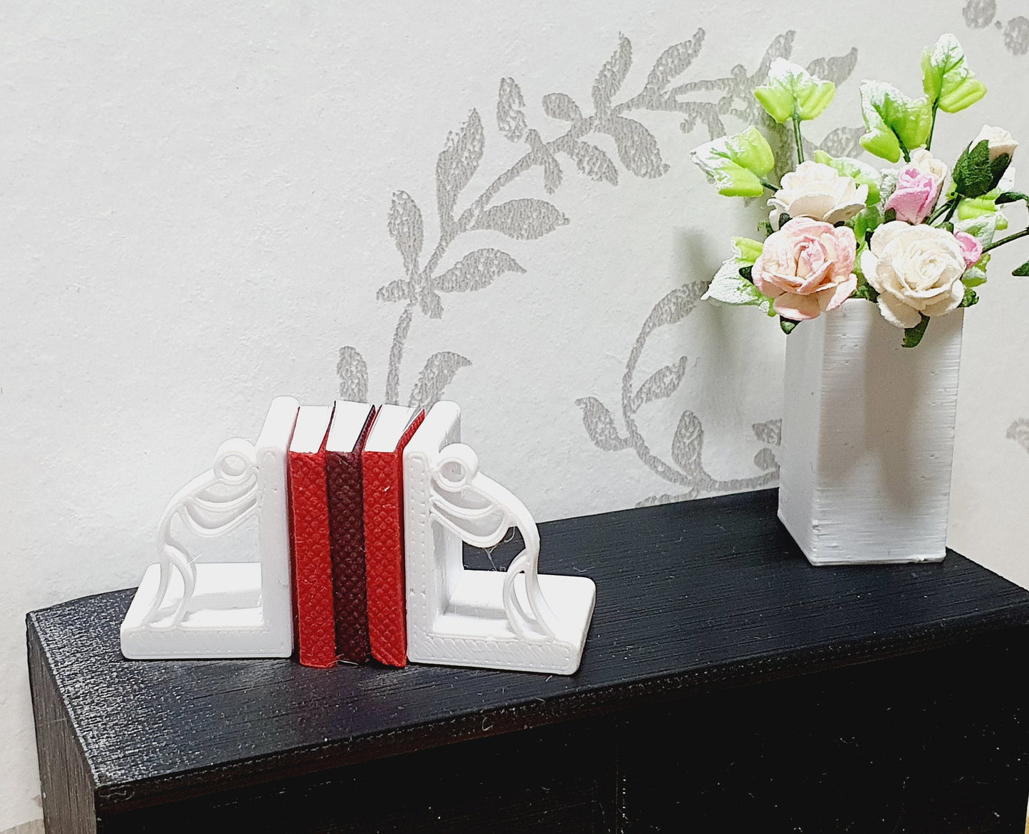 Dolls House Bookends Set with Stick Men, Dollhouse Miniature Bookends, 12th Scale Books