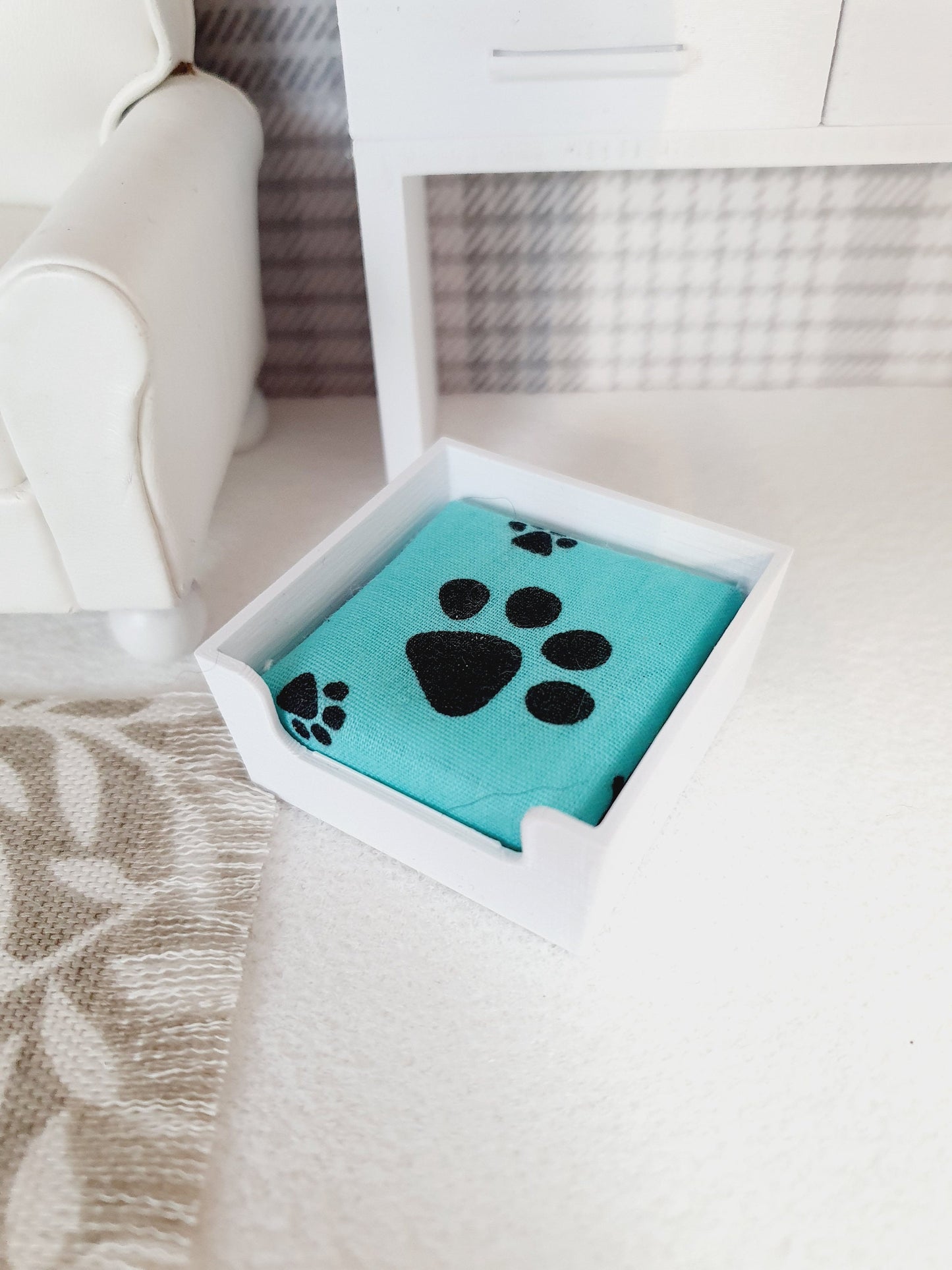 Dolls House Choice of Colours Dog Bed with Paw Print Pad, 12th Scale, Miniature Pet Bed