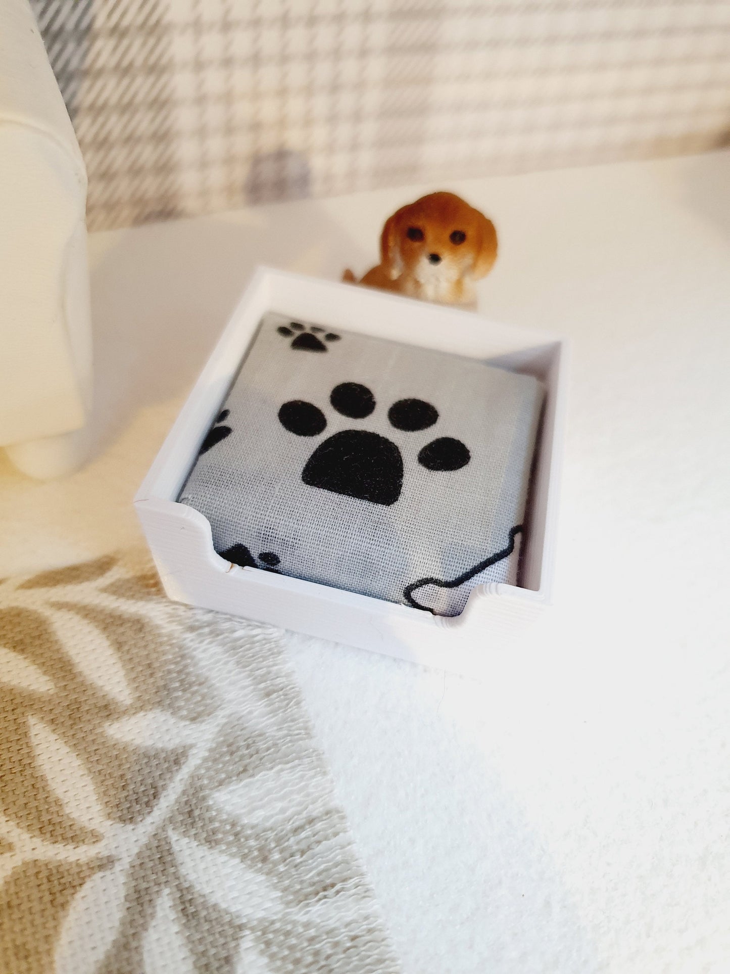 Dolls House Choice of Colours Dog Bed with Paw Print Pad, 12th Scale, Miniature Pet Bed