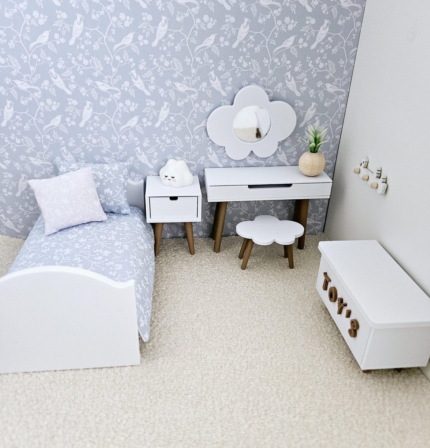 Miniature Dolls House Child's Junior Bedroom Set, Dollhouse Furniture, Dolls House Miniatures, Dollhouse Accessories, 12th Scale