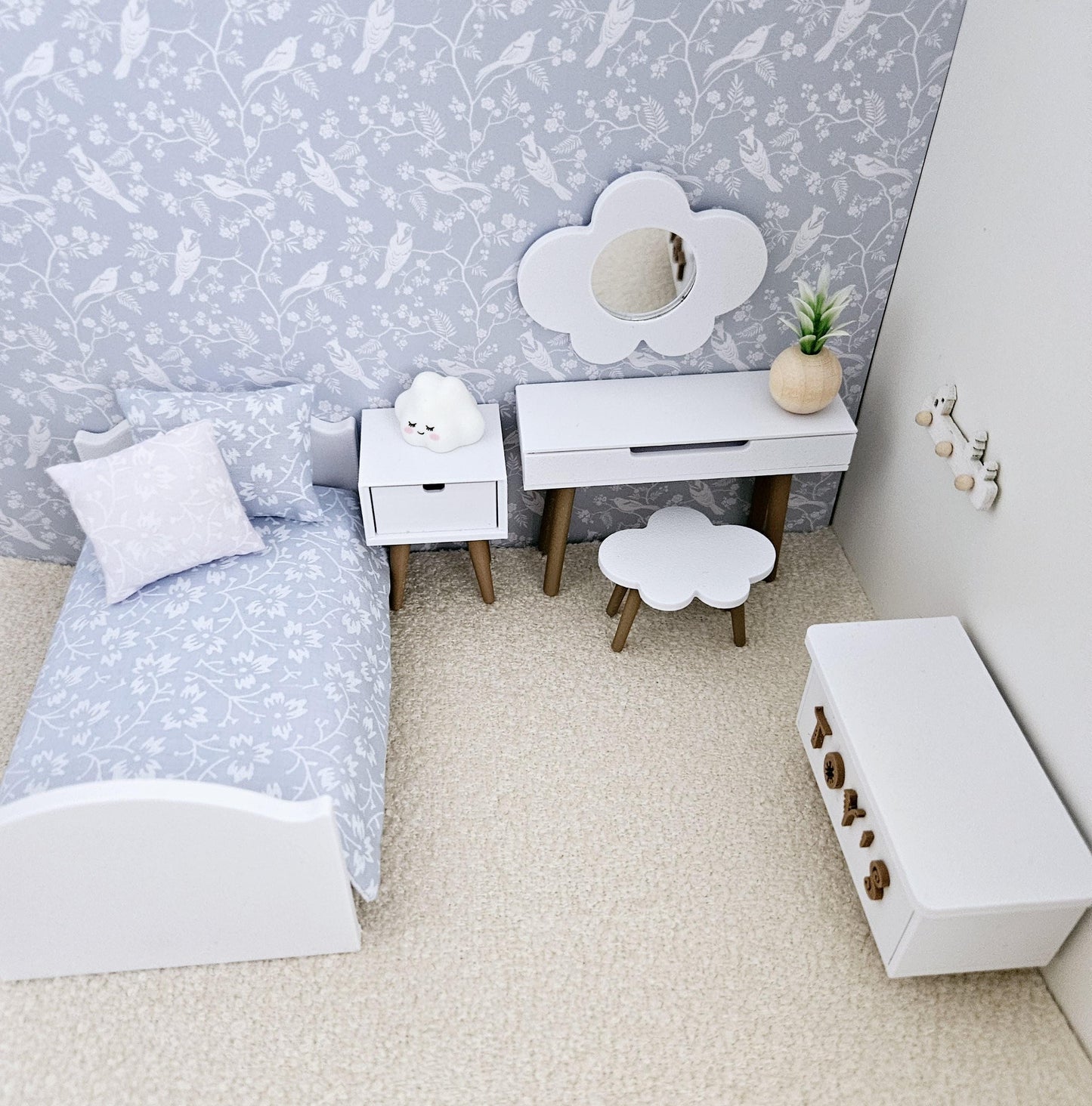 Miniature Dolls House Child's Junior Bedroom Set, Dollhouse Furniture, Dolls House Miniatures, Dollhouse Accessories, 12th Scale