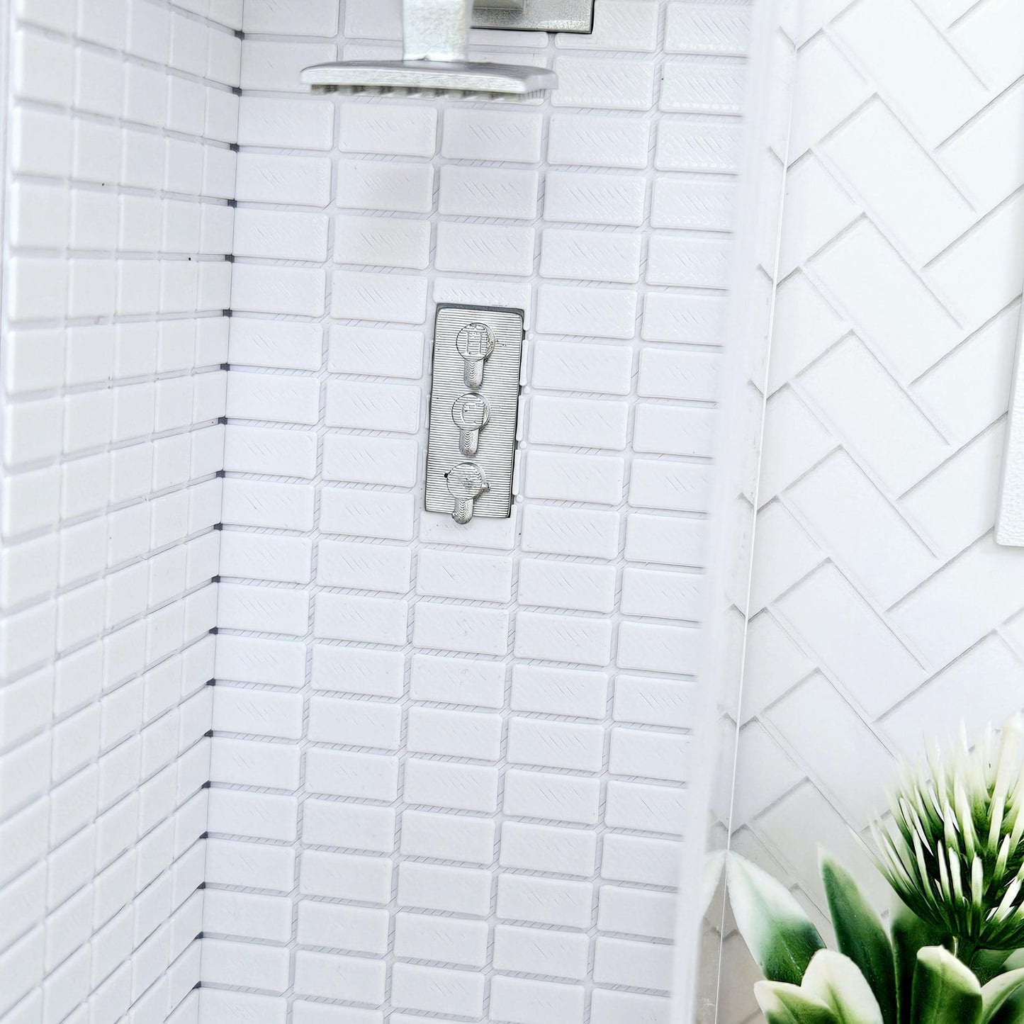Dolls House Modern Shower Cubicle | Acrylic Door & Metro Tiles | 1:12 Scale Miniature