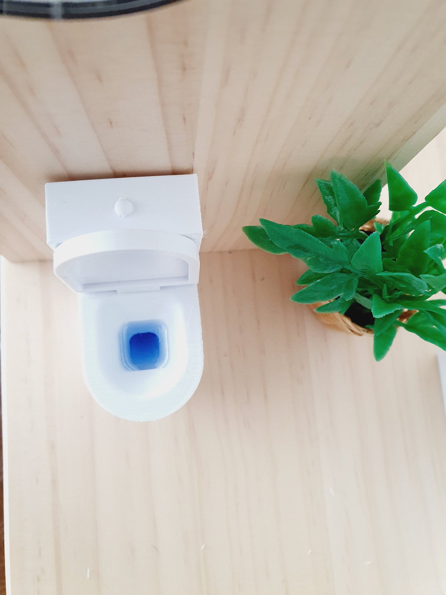 Dollhouse White Modern Toilet With Working Hinged Toilet Lid and Blue Toilet cleaner, 12th Scale, Miniature Toilet, Miniature Bathroom