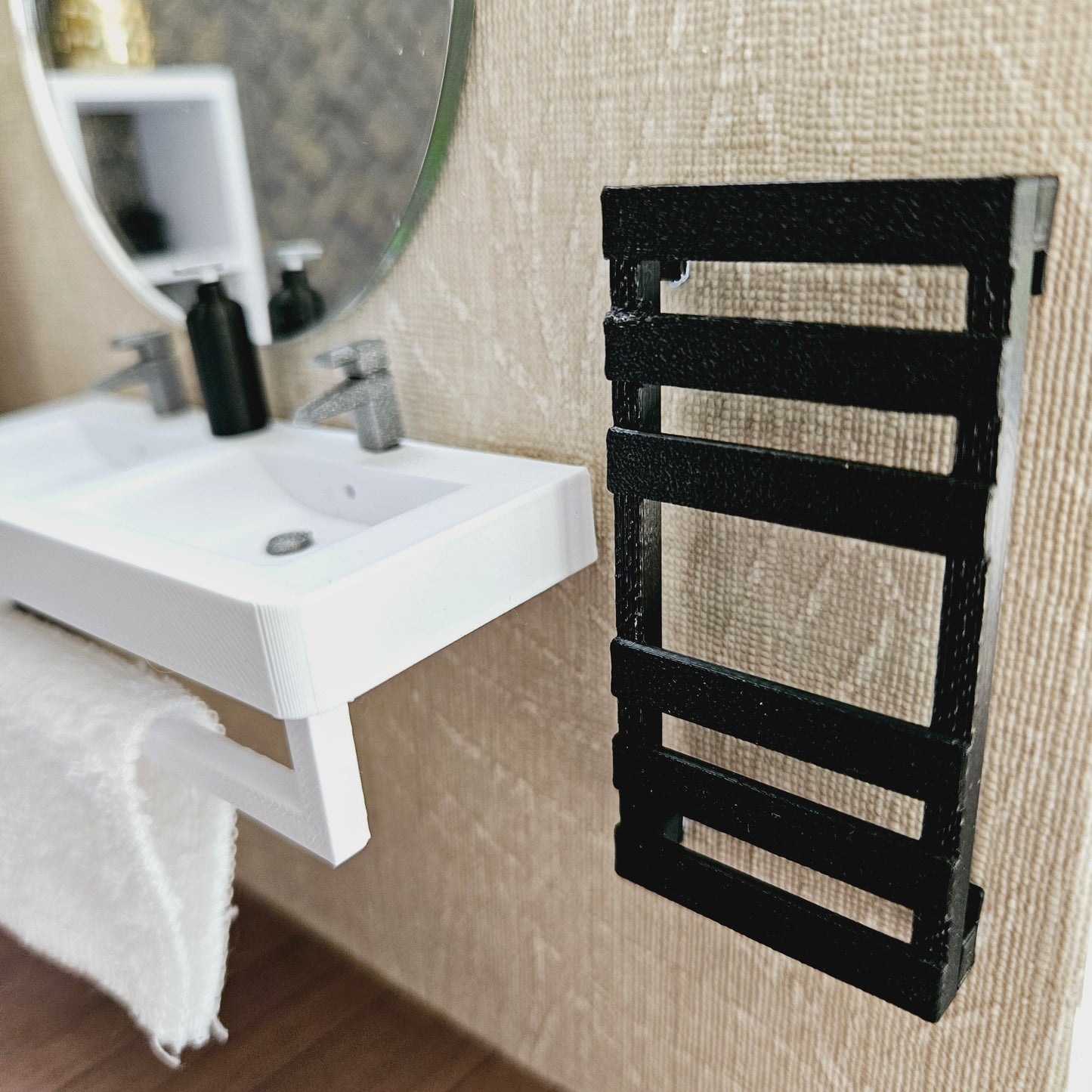 Dolls House Modern Heated Towel Rail, Colour of your choice, 12th scale, miniature towel rail