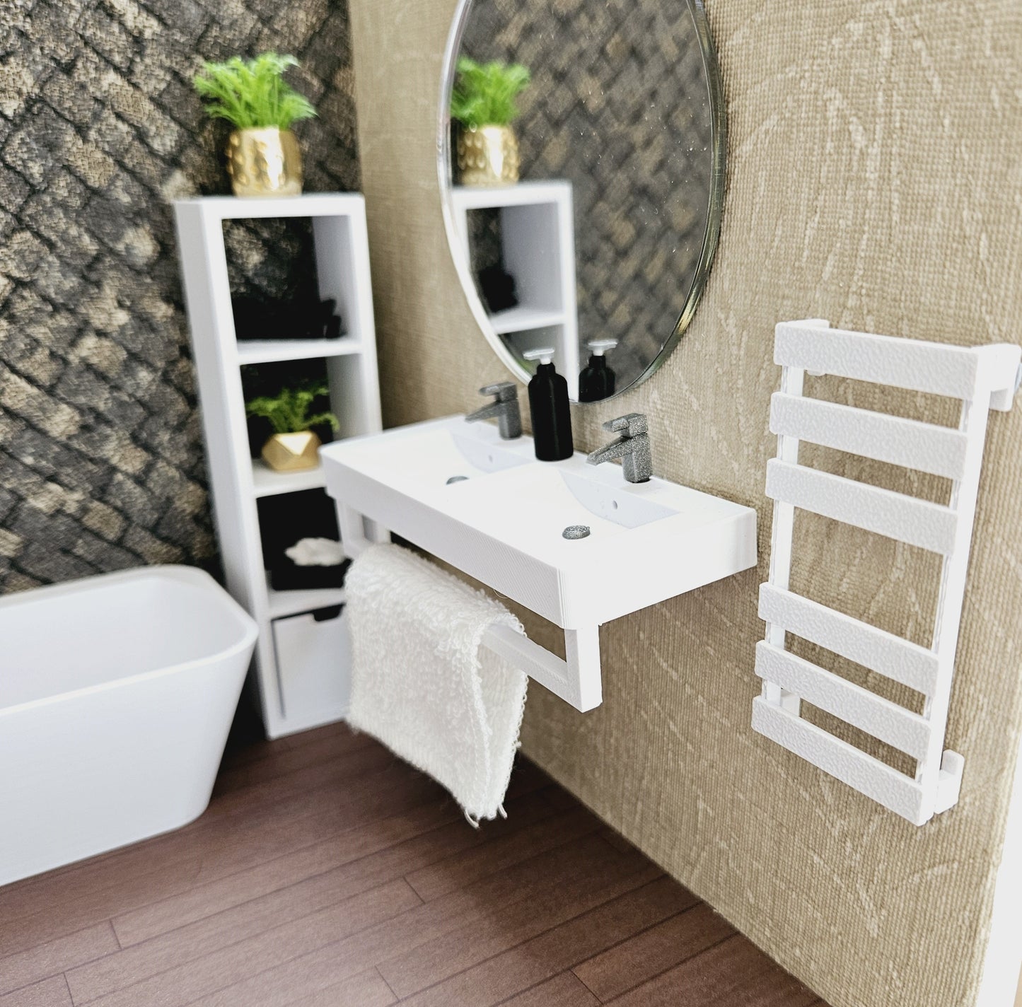 Dolls House Modern Heated Towel Rail, Colour of your choice, 12th scale, miniature towel rail