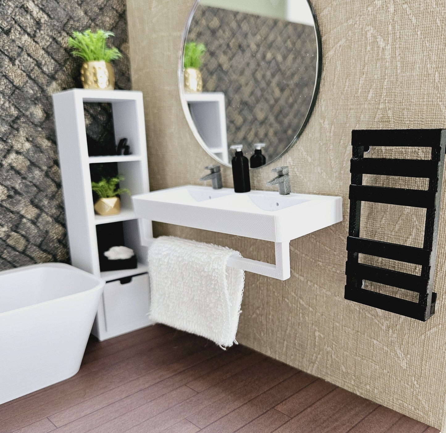 Dolls House Modern Heated Towel Rail, Colour of your choice, 12th scale, miniature towel rail