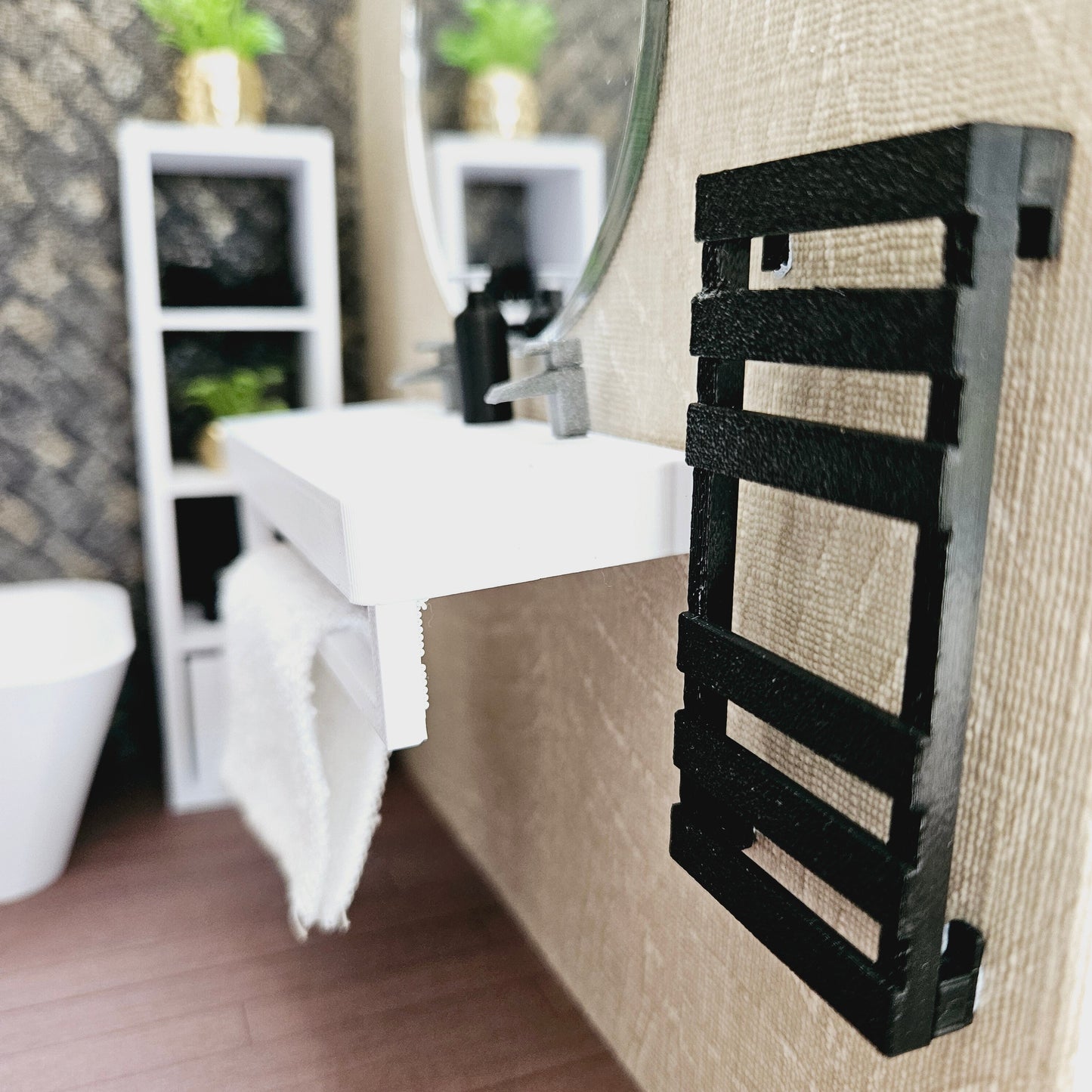 Dolls House Modern Heated Towel Rail, Colour of your choice, 12th scale, miniature towel rail