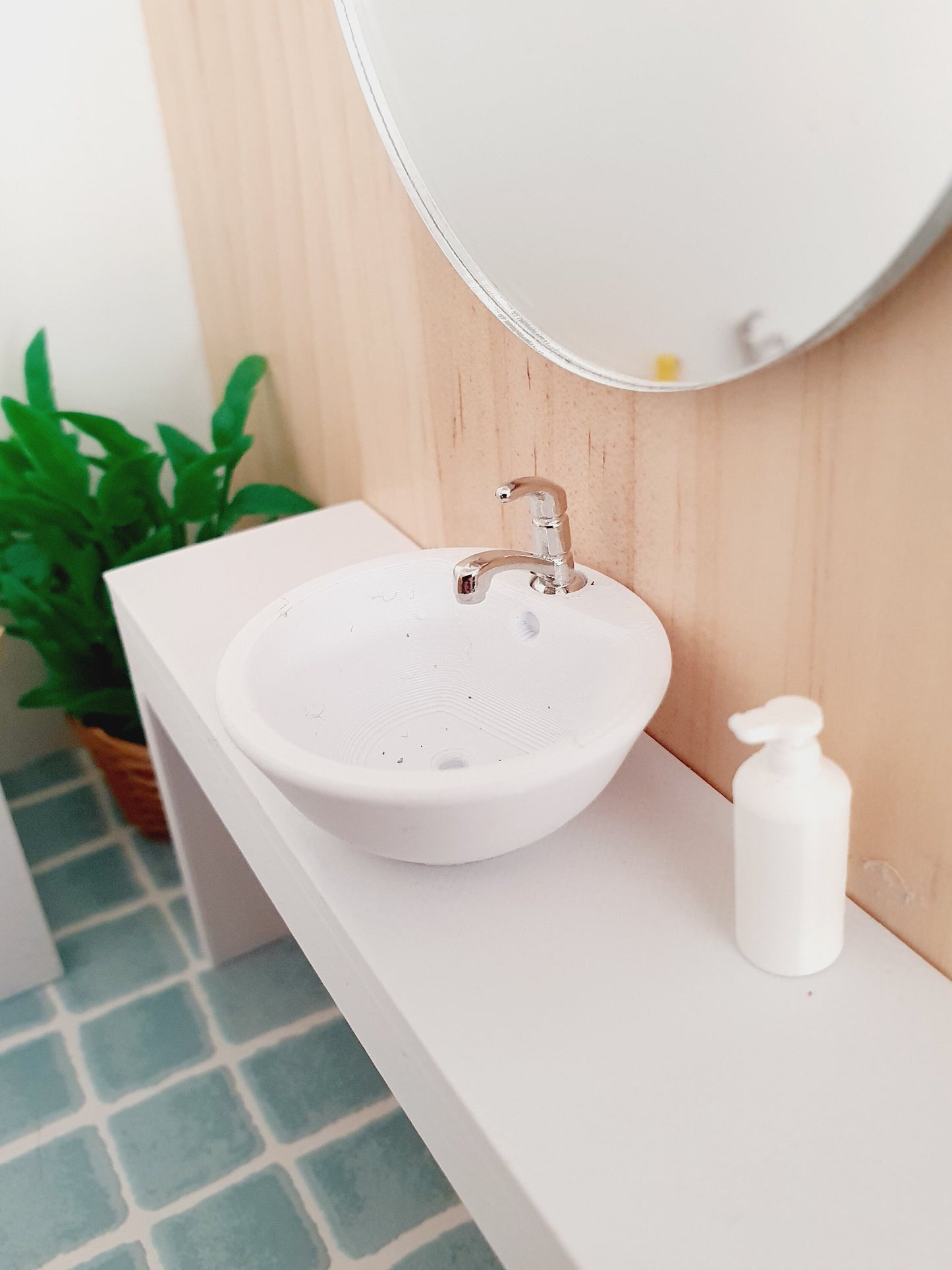 Dolls House Modern Vanity Stand with 1X White Round or Square Sink 1:12th Scale, Miniature Vanity Unit (VA-BB)