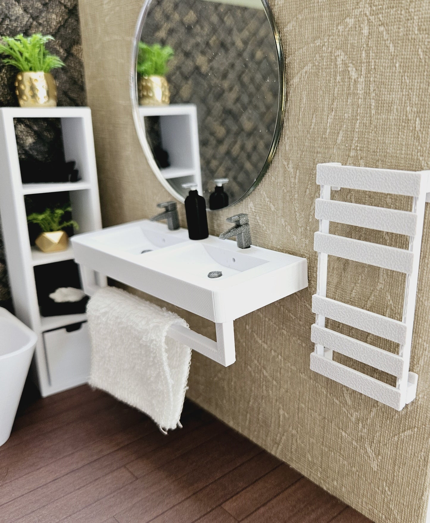Dolls House Modern Heated Towel Rail, Colour of your choice, 12th scale, miniature towel rail