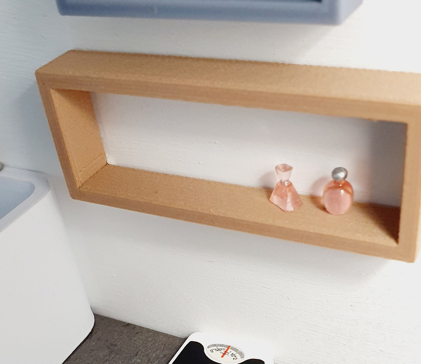 Dolls House Modern Wall Shelves | Set of 3 | White, Light Grey & Wood Effect | 1:12 Scale Miniature