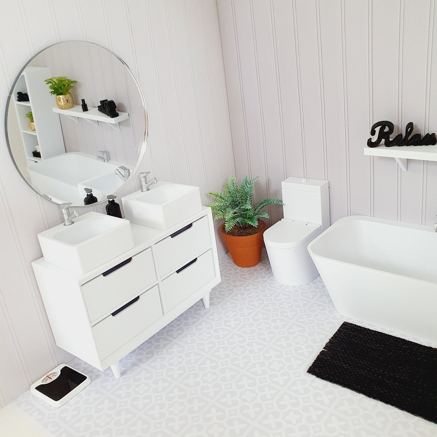 Dolls House Bathroom Vanity Unit | Choice of Square or Round Sinks | 1:12 Scale Miniature